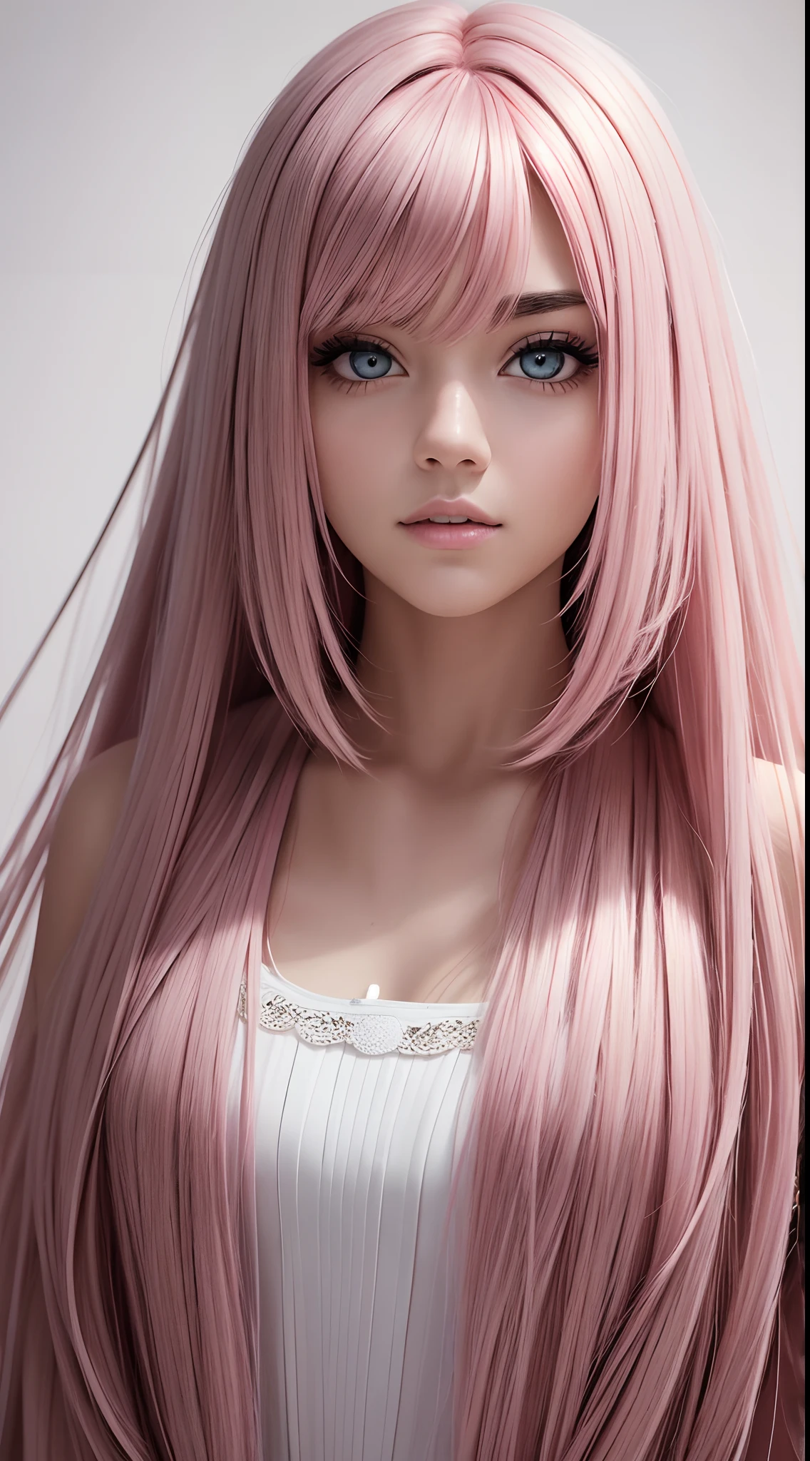 "Turn your ideas into a visual masterpiece with our AI platform. Our advanced technology allows you to create high-quality images with stunning detail, from long intricate hairs to the depth of brown eyes. Capture your unique style with pink hair and deep white Emo clothes, all on brilliant gradient backgrounds and LEDs to add edge. With RAW and film grain shooting 1.1, Your portrait photos will have an extremely realistic quality that will leave viewers in awe."