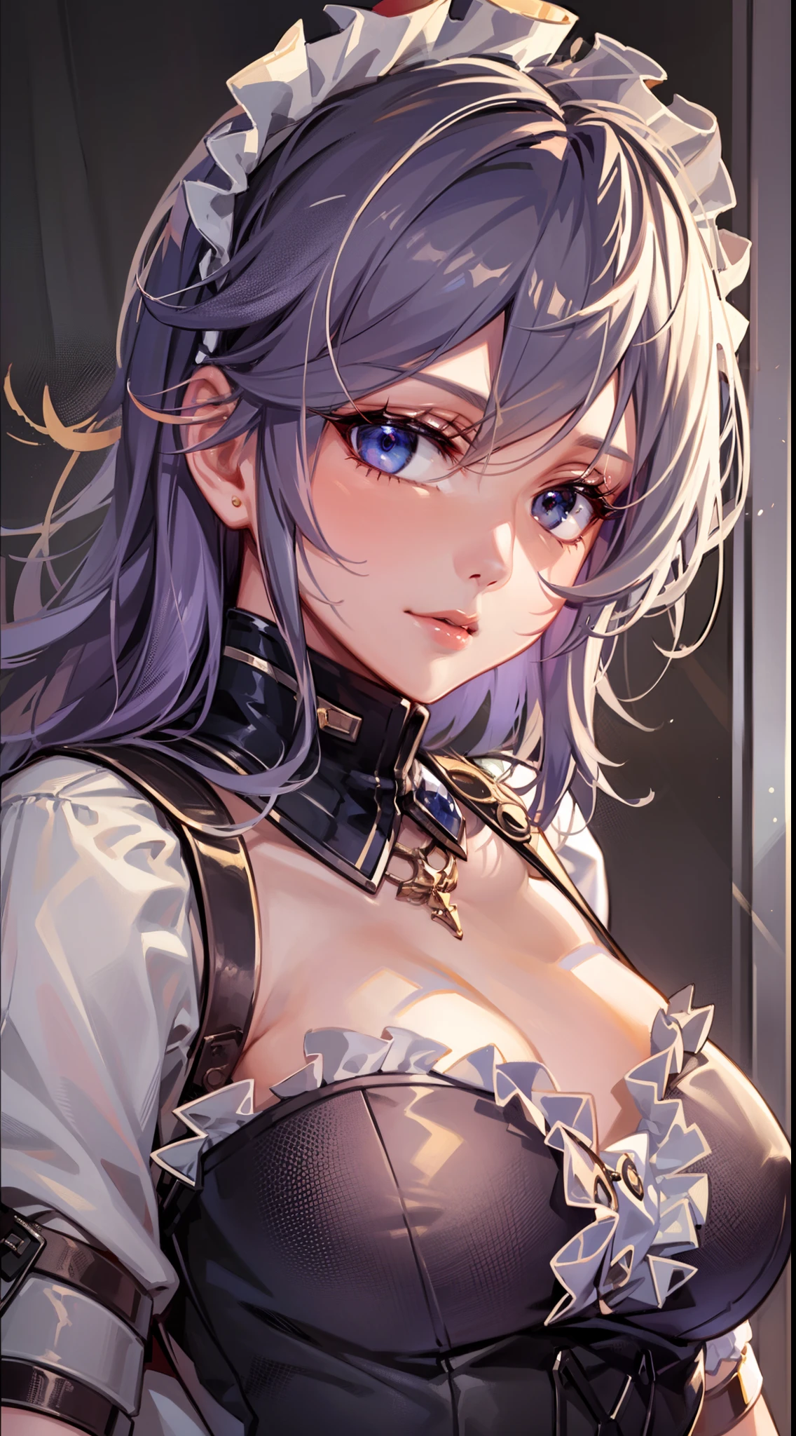 (Unity 16K Wallpaper, masutepiece, Best Quality, Ultra-detailed, extremely details CG, Cinematic lighting, Detailed, Beautiful detailed eyes, Solo),超A high resolution,Fine skin,A sexy,maid, maid apronl, Maid headdress,