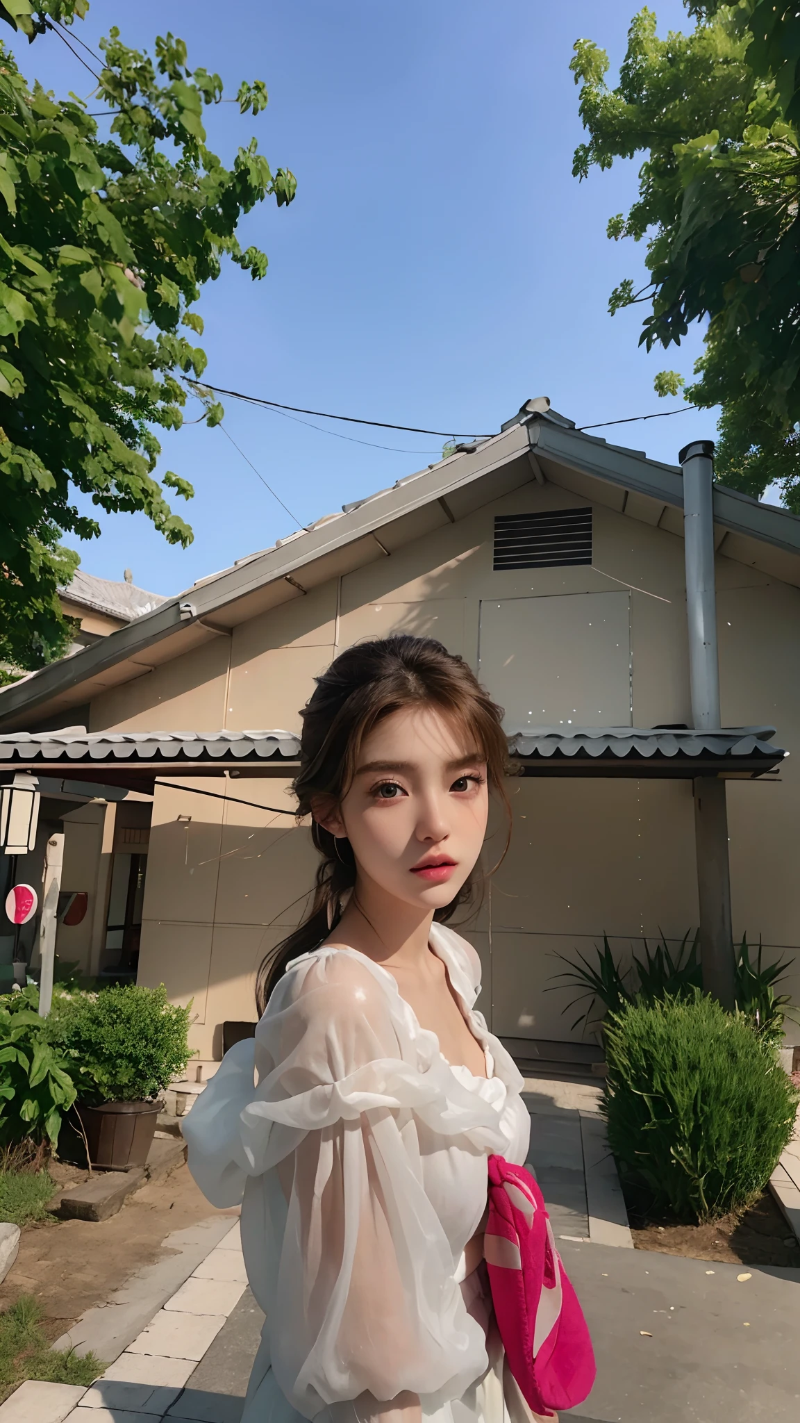 Best quality, Realistic, Photorealistic, extremely detaile, An extremely delicate and beautiful, RAW photo, 4K,8K,Professional lighting, Dynamic lighting, light in face, Depth of field, solofocus, full bodyesbian, Japanese and Korean beauties,South Korean beauties,A 20-year-old female, Brown hair, Brown eyes, Teethless,Fashion girl, Beautiful eyes, Large breasts,Real face, Real skin, Realistic face, Realistic skin, Detailed eyes, Detailed facial features, detailed clothes features,Translucent clothes,(fashionable attire:1.3), (fashion hair: 1.3) dynamicposes,Detailed face and breasts, (PureErosFace),