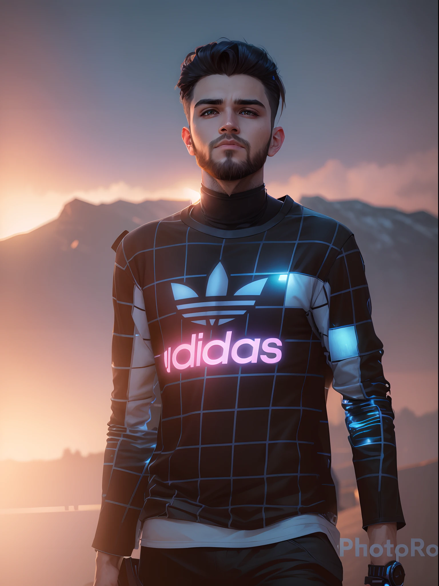 Change background cyber punk handsome boy realistic face best beard 8k Ultra realistic