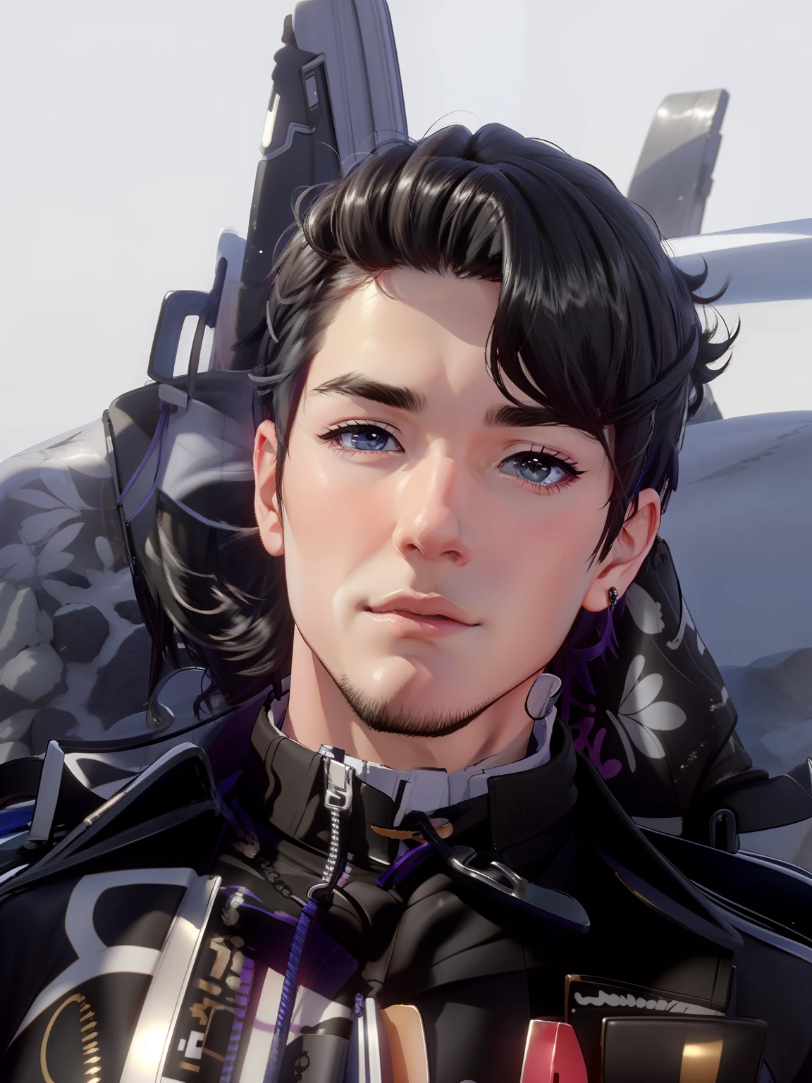1. Pretty boy, black jacket, black
Hair, realistic, highly detailed,