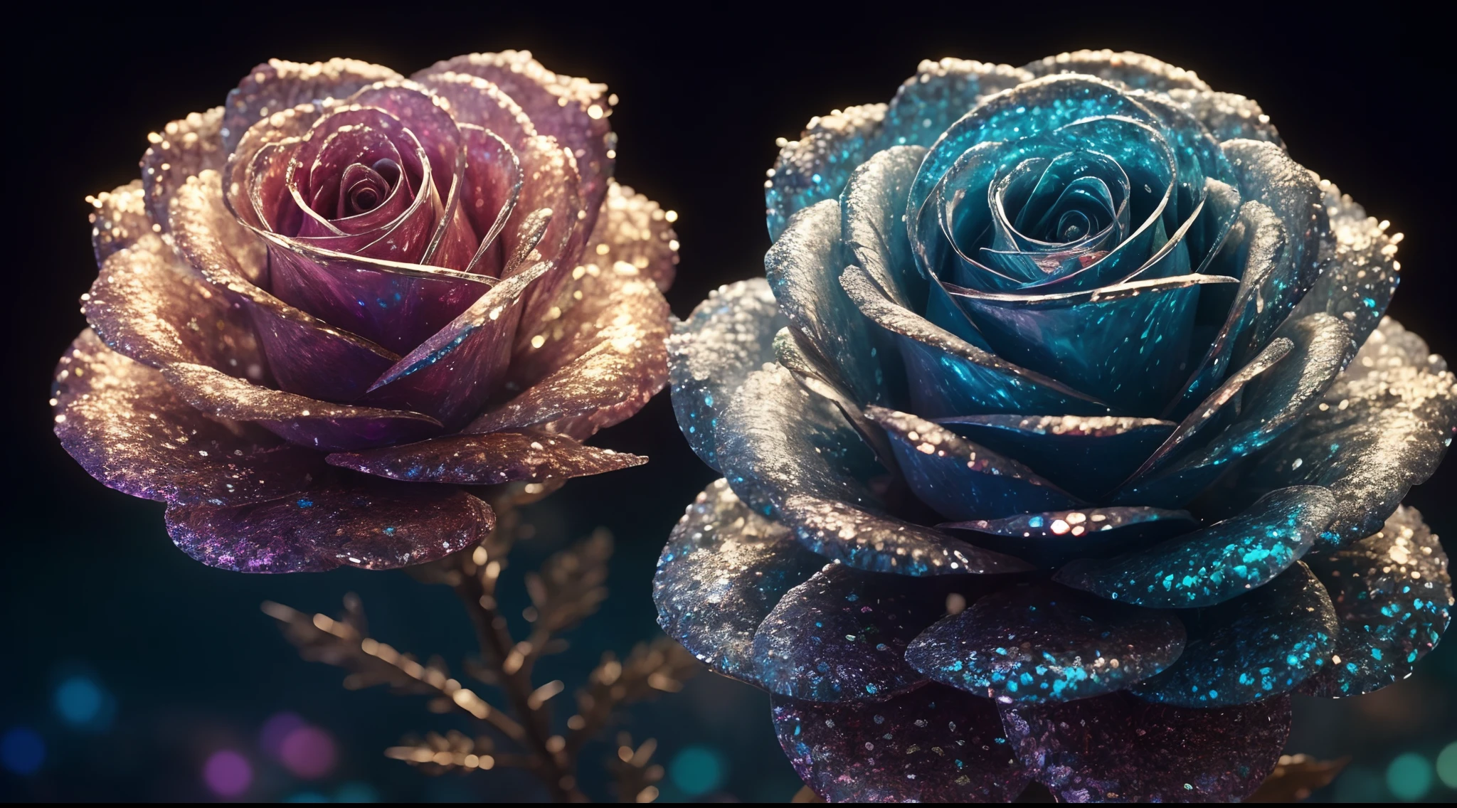 Crystal rose, fanciful, galaxias, cleanness, glittery, glittery, Splendor, Colorful, Amazing photography, dramatic lighting, photo-realism, ultra - detailed, 4K, depth of fields, A high resolution