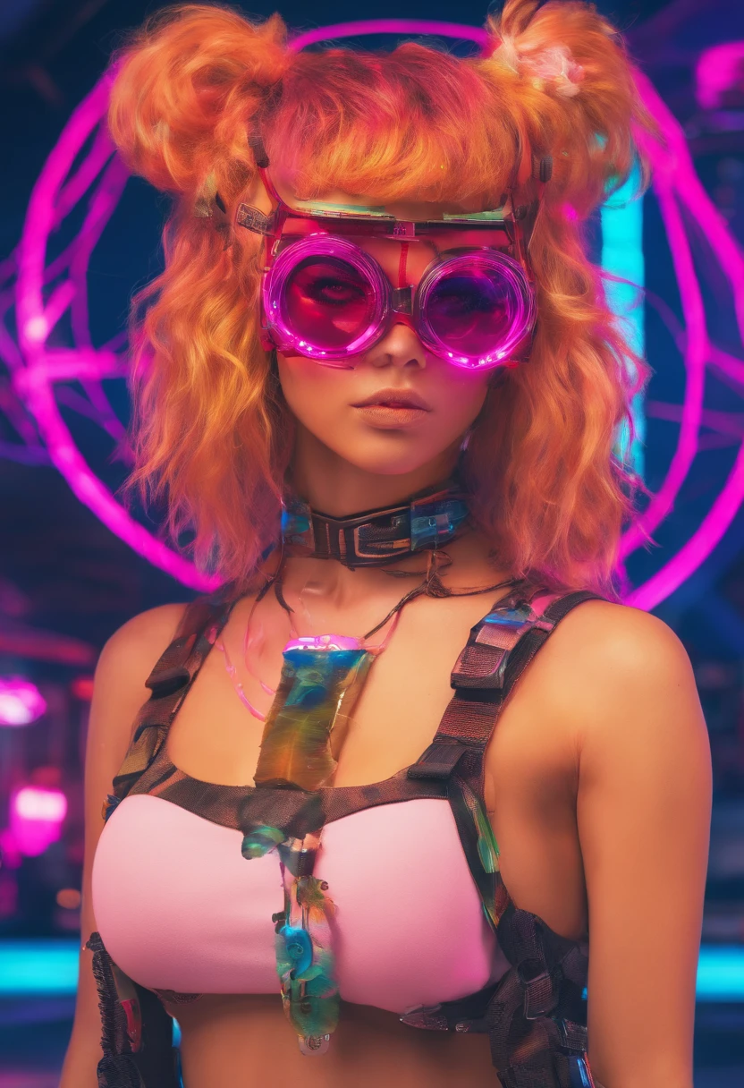 uma mulher com cabelos loiros e uma jaqueta preta posando para uma foto, retrato de alta qualidade, uma menina com cabelo loiro, menina perfeita de cabelos brancos, ava max, arte digital. foto realista, inspired by Károly Lotz, feito com photoshop, hyperrealism artstyle, imagem de arte digital, arte digital!!, Cl, pintura digital realista, cabelos loiros e olhos grandes,(altamente detalhado: 1.2), (canon EOS R6 melhor qualidade: 1.2), (8k: 1.0), (emb-rrf-baixo: 1.0), (lots of large black tattoos on open cybernetic head in the middle showing the inside, Rosto detalhado, Hyper detailed eyes and wearing high-tech sunglasses with holographic display 1.2), foco nítido (foto premiada: 1.2), (subsurface scatter: 1.2), (subsurface scatter: 1.2). 1.1) (um belo ciborgue ultra-detalhado: 1.2), ( cabelos hiperdetalhados: 1.2), (corpo maravilhoso: 1.2), (corpo inteiro: 1.2), (Dynamic Stance :1.2), brilho neon, (Detailed cybernetic eyes:1.1), Close-up (hiper-realista:1.2), RPG, estilo cyberpunk 2077, dramatic lighting, (Paisagem urbana futurista altamente detalhada:1.2), (scientific fiction: 1.2). 1.2), fotografia de retrato profissional, por wlop greg rutkowski, jeffrey simpson, alphonse mucha