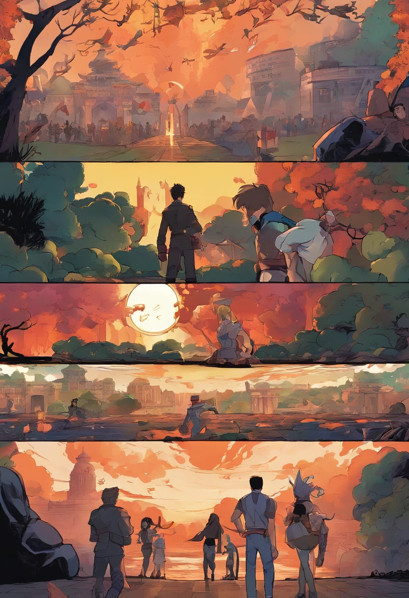 [1] = In a universe where characters from different worlds connected through mysterious portals, Jorge, the shy boy who had overcome his limitations at Banco do Brasil, found himself facing an epic and inspiring journey. He was no longer in his everyday world, mas em uma realidade onde os personagens de Kuroko no Basket, Captain America, Dark Souls, Matrix, Katekyo Hitman Reborn e Sense8 coexistiam.
[2] = Jorge is in the middle of an epic battle, with Captain America by your side. The setting is a fusion of basketball courts and dark settings from Dark Souls. Jorge wears armor that combines elements of Captain America and characters from Dark Souls. Kuroko's heroes at the Basket throw powerful throws in the background, enquanto agentes de Matrix se preparam para um confronto nas sombras.
[3] = The setting is a surreal mix of a basketball court and a shadowy castle. The arena is shrouded in magical mist and shadows. Dimensional portals open in the sky, ligando diferentes partes do universo.
[4] = An atmosphere of conflict and determination permeates the environment. The colors are vibrant, highlighting the action and intensity of the battle. There's a sense that anything is possible in this world of epic encounters.
[5] = 插圖.
[6] = Digital painting with a dynamic style and use of vibrant colors. --ar 16:9 --v 5