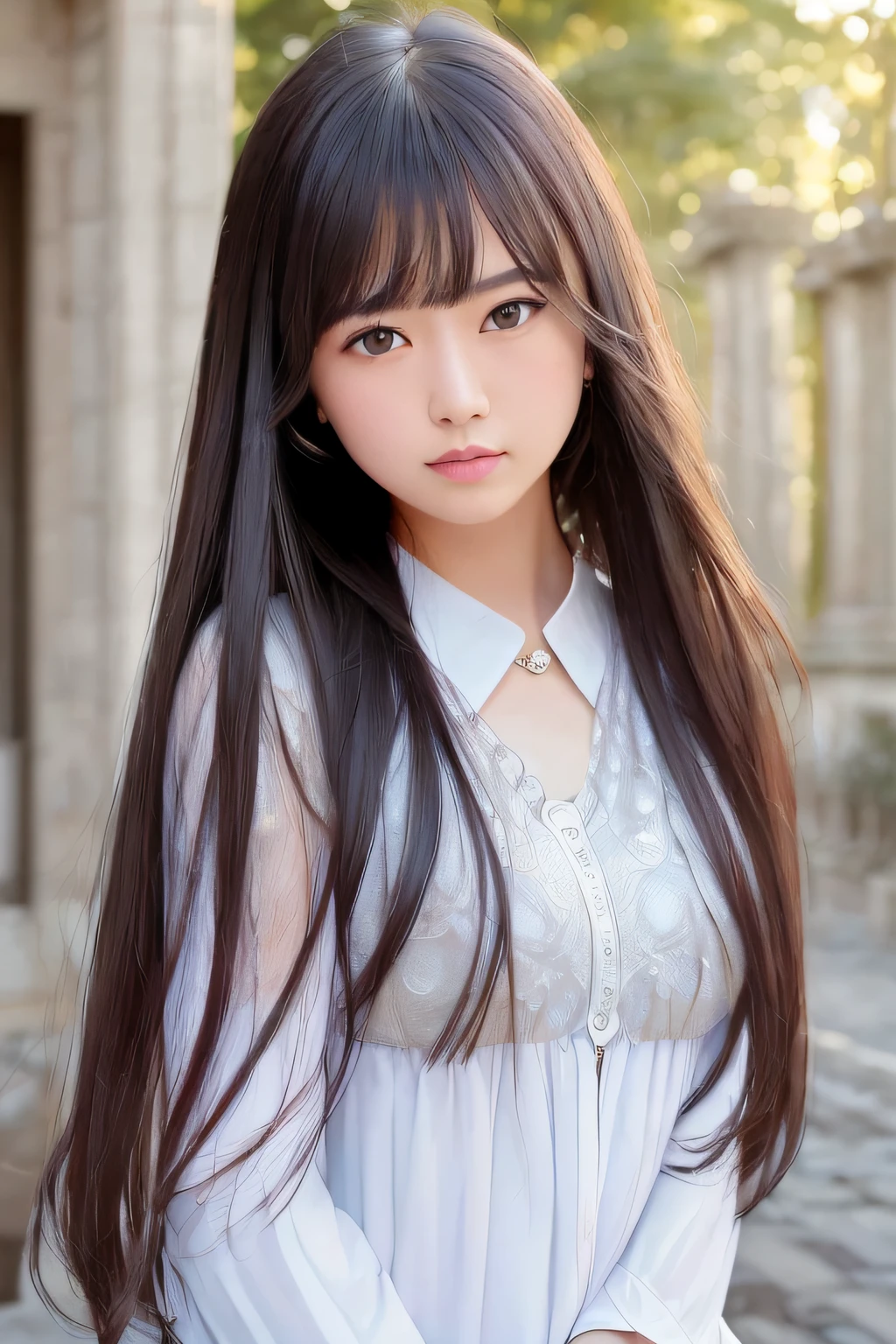 (8K、top-quality:1.2)、(masuter piece:1.37)、(a picture、Photorealsitic:1.37)、(超A high resolution)、full bodyesbian、Walking Pose、shot from front、slow motion、(A highly detailed、Bloom:1.5)、(top-quality、Alessandro Casagrande、by Greg Rutkowsky、by Sally Mann、concept-art、4k)、(analogue:1.2)、(High clarity) )、(Detailed pupils:1.1)、detailed faces and eyes、masterpiece、top-quality、(extremely detailed photo:1.1)、(long Brond Hair、poneyTail、trance:1.1)、(infp young woman:1.1)、sharp、(Perfect Body:1.1)、realisitic、real shadow、3D、(a temple background:1.2)、(By Michelangelo)、Shot with Canan EOS R6、135mm、1/1250s、f/2.8、ISO 400,