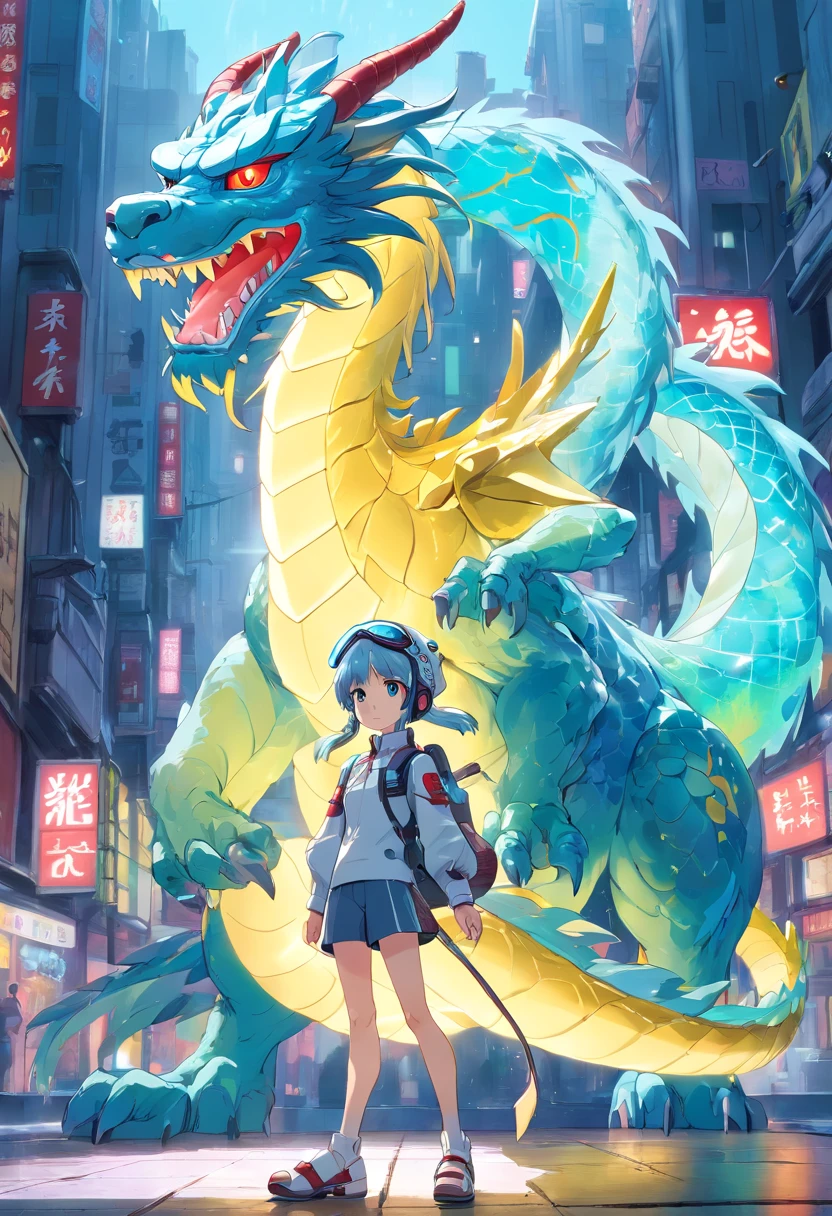 chinesedragon, (Blind box toy style:1.2), (Full body shot) , 1 Transparent girl,Behind him is a transparent Chinese dragon, Transparent mech, Exquisite helmet:1.2, Luminous goggles:1.2, Cyberpunk, dreamy glow, luminous neon lights, Clean, White background, ( Global illumination, Ray traching, hdr, unreal render,reasonable design, high detal, Masterpiece, Best quality, hyper HD, Cinematic lighting)