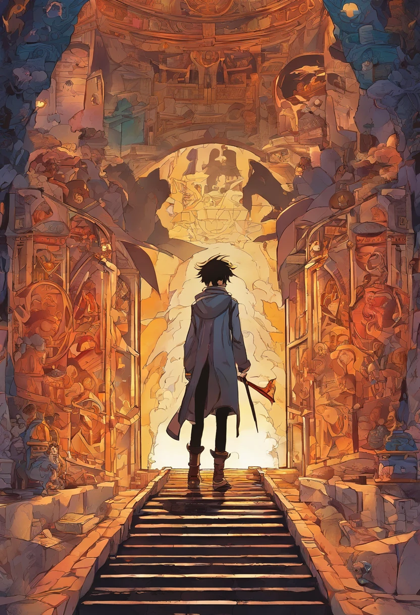[1] = In a universe where characters from different worlds connected through mysterious portals, Jorge, the shy boy who had overcome his limitations at Banco do Brasil, found himself facing an epic and inspiring journey. He was no longer in his everyday world, mas em uma realidade onde os personagens de Kuroko no Basket, Captain America, Dark Souls, Matrix, Katekyo Hitman Reborn e Sense8 coexistiam.
[2] = Jorge is at the center of a mysterious labyrinth, cercado por personagens de Katekyo Hitman Reborn. They guide you with magic lanterns, enquanto sombras sinistras espreitam nas profundezas do labirinto. Jorge segura um mapa que revela segredos ocultos.
[3] = The labyrinth is dark and mysterious, with walls that look like they're made of books and memories. Magic lanterns light the way, revelando detalhes ocultos nas paredes. Sombras sinistras espreitam nas dobras do labirinto.
[4] = Uma atmosfera de suspense e aventura permeia o ambiente. The colors are dark, But the magic lanterns cast a comforting light. The feeling is that the journey is full of secrets and challenges.
[5] = 插圖.
[6] = Digital art focusing on lighting and detailed textures of the labyrinth walls. --ar 16:9 --v 5