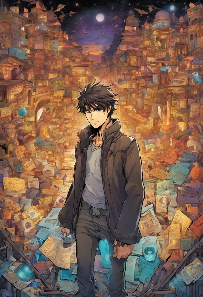 [1] = In a universe where characters from different worlds connected through mysterious portals, Jorge, the shy boy who had overcome his limitations at Banco do Brasil, found himself facing an epic and inspiring journey. He was no longer in his everyday world, mas em uma realidade onde os personagens de Kuroko no Basket, Captain America, Dark Souls, Matrix, Katekyo Hitman Reborn e Sense8 coexistiam.
[2] = Jorge is at the center of a mysterious labyrinth, cercado por personagens de Katekyo Hitman Reborn. They guide you with magic lanterns, enquanto sombras sinistras espreitam nas profundezas do labirinto. Jorge segura um mapa que revela segredos ocultos.
[3] = The labyrinth is dark and mysterious, with walls that look like they're made of books and memories. Magic lanterns light the way, revelando detalhes ocultos nas paredes. Sombras sinistras espreitam nas dobras do labirinto.
[4] = Uma atmosfera de suspense e aventura permeia o ambiente. The colors are dark, But the magic lanterns cast a comforting light. The feeling is that the journey is full of secrets and challenges.
[5] = 插圖.
[6] = Digital art focusing on lighting and detailed textures of the labyrinth walls. --ar 16:9 --v 5