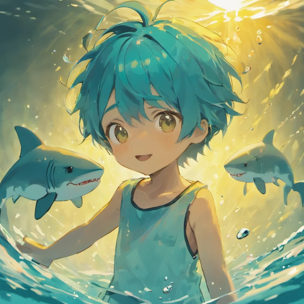 illustration：Shark
Cute 
Image
Cartoon
Water
Sunshine