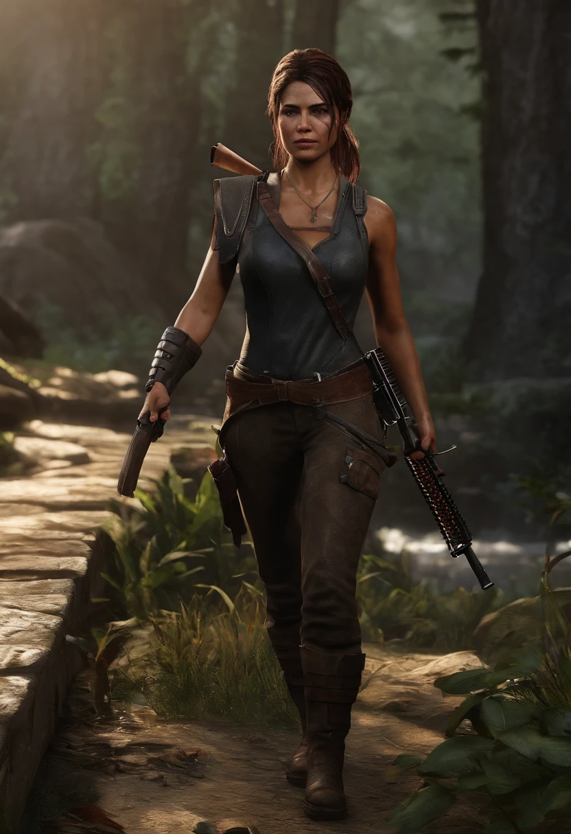 scarlet mortal kombat 11, roupa de couro militar preta, MASCARA DE CAVEIRA VERMELHA, MASCARA IMPONENTE, ROSTO COBERTO, MASCARA DE CAVEWIRA DE RUBI, cabelo VERMELHO, imponente, cabelo vermelho curto, cicatrizes no rosto (maior qualidade) (realista) (rosto realista) (estilo THE LAST OF US)