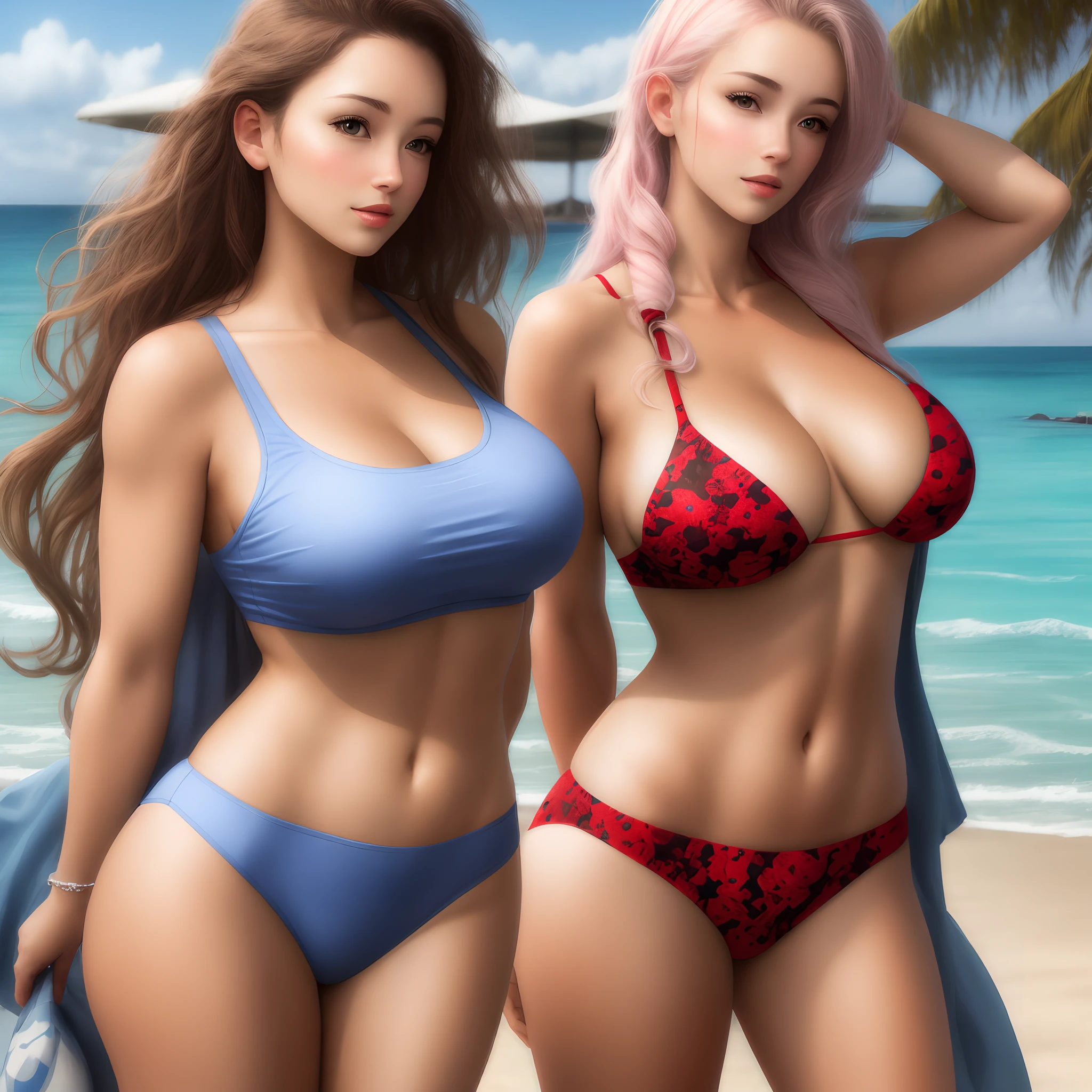 Realistic seaside girl,Raised sexy,Big chest