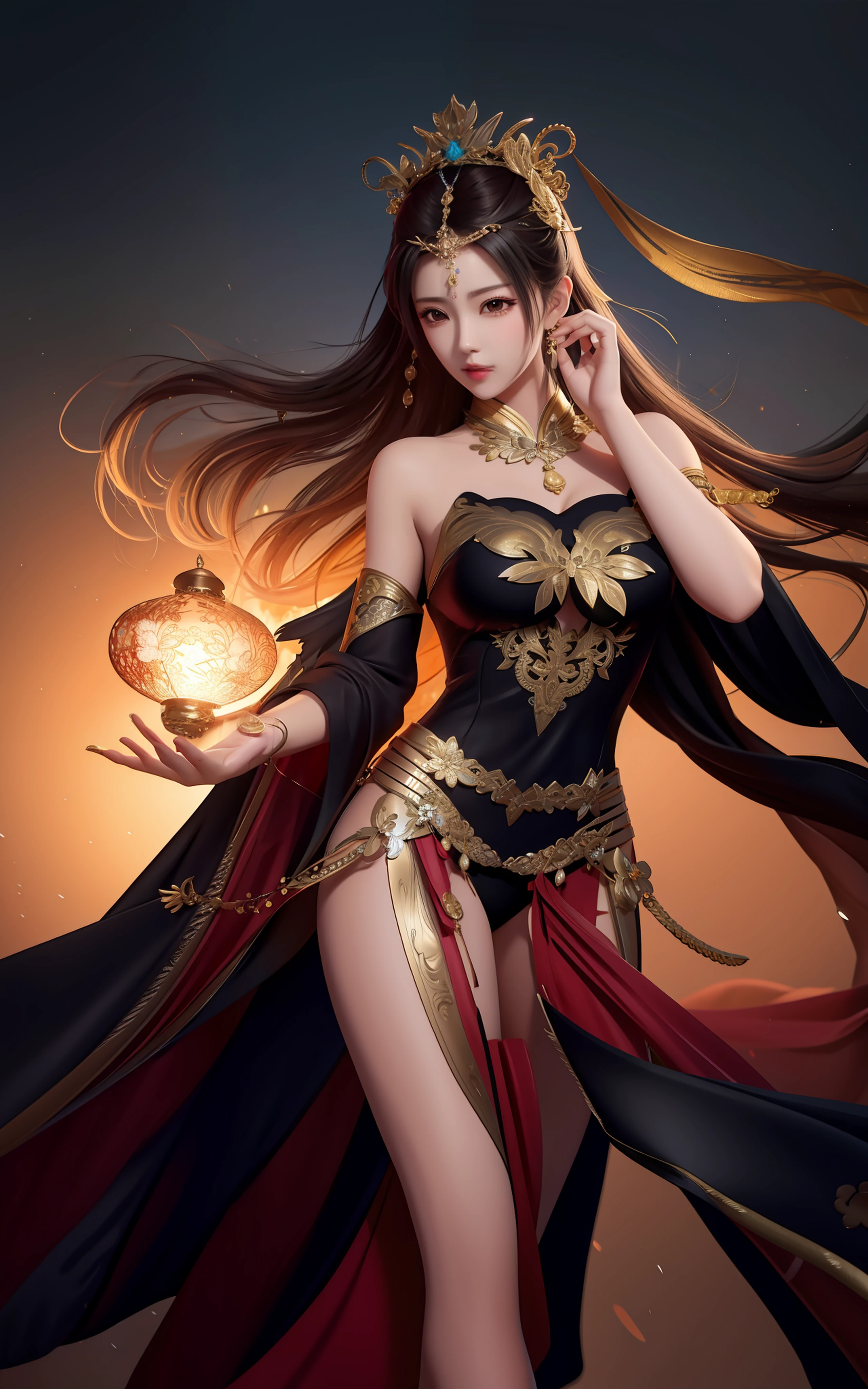 masterpiece,highest quality,ultra high resolution,(one woman:1.5),(25 years old:1.2),stupid solution, Super detailed,(realistic:1.4,),(Twelve gods will:1.4),(nature mandala:1.5),(Japanese god:1.5 ),(medieval japanese armor:1.5),(inflammation:1.5),(God's Clothing:1.4),(Star-shaped earrings:1.5),(star-like accessories:1.4),(big breasts:1.4),(long hair:1.4),(Holding a big sword),(demon horn:1.2
