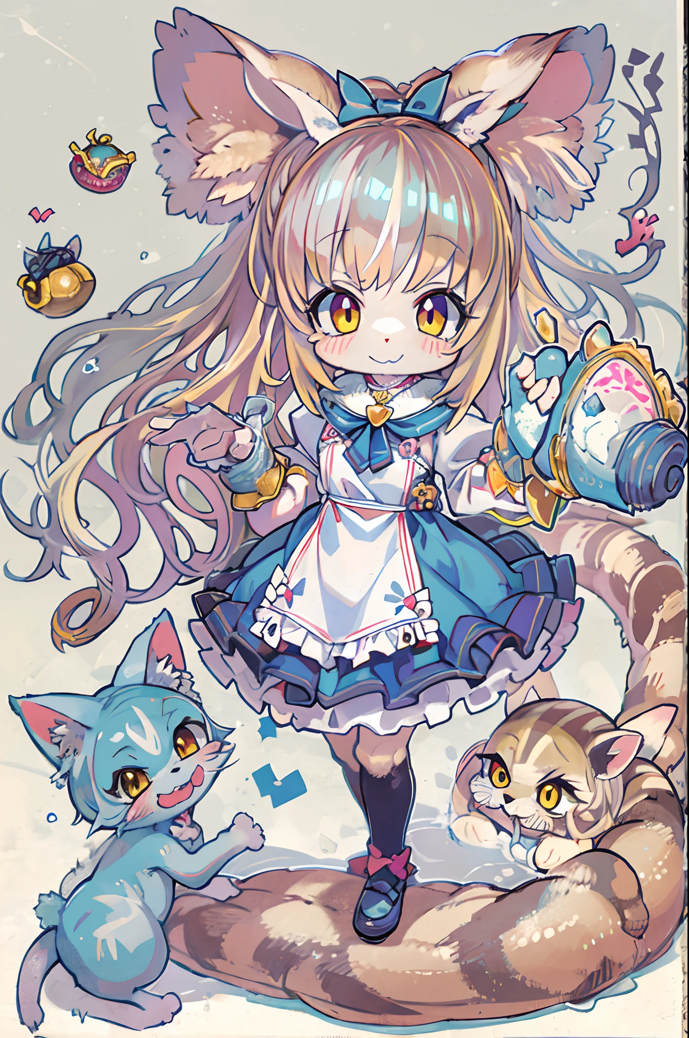 Alice \(Alice in Wonderland\),kawaii、 girl、Cheshire Cat