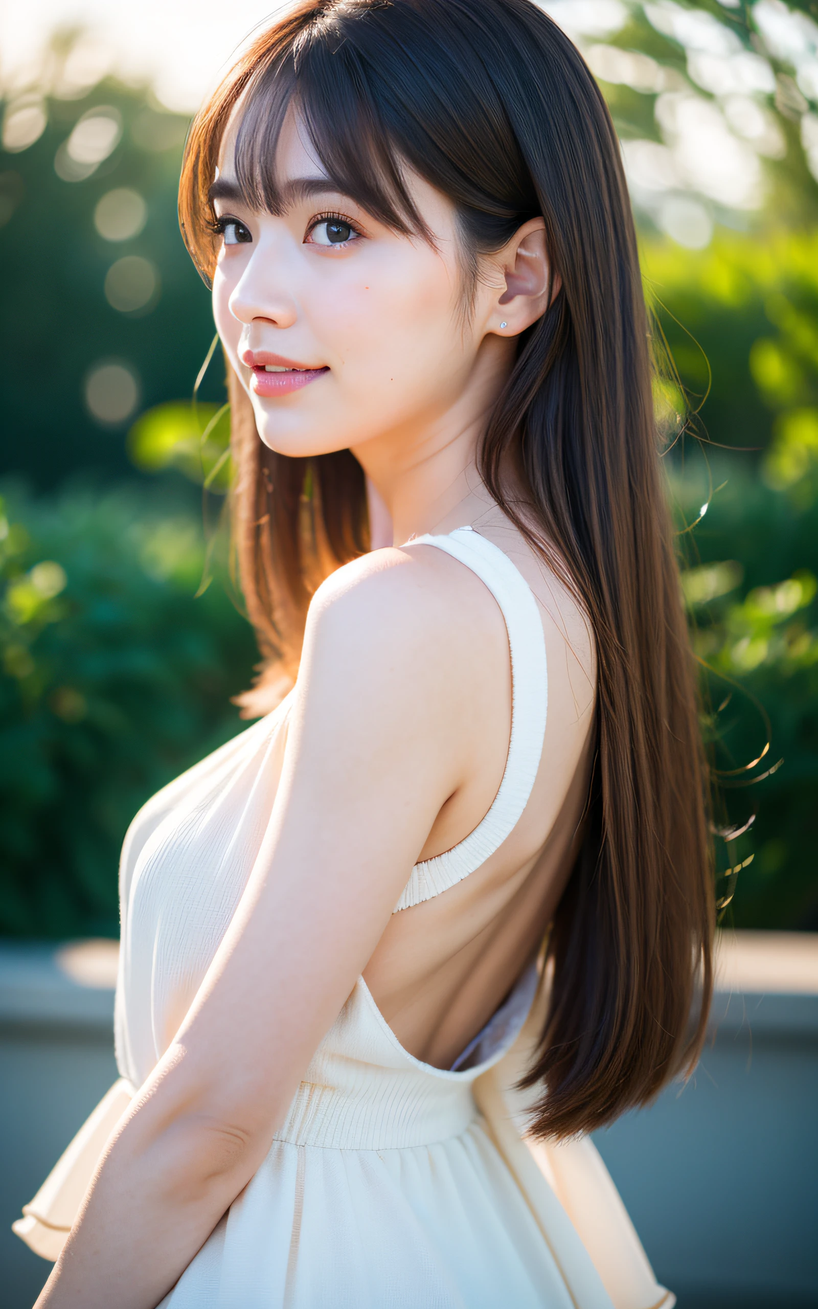 A woman with beautiful hair、Only hair、Back view、photograph、high resolution、straight、natural、White background、Smooth、Fluttering