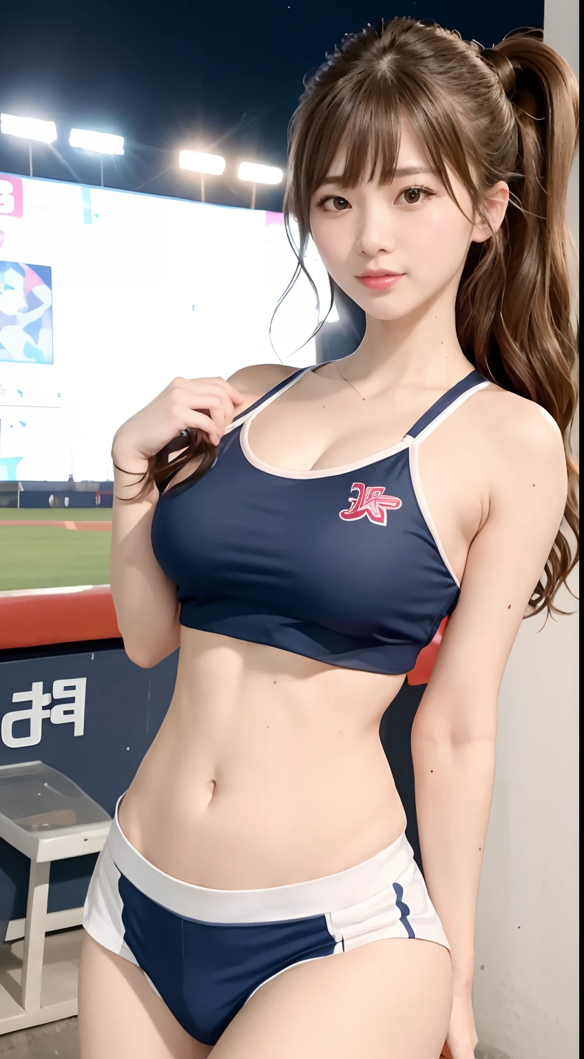 arafed woman in a cheerleader outfit posing for a picture, cutecore, trending at cgstation, Korean Girl, beautiful Korean women, tzuyu from twice, sport bra and shirt, sport bra, jaeyeon nam, Choi Hong Hwa, Open V chest clothes, Sports Bra, Official, female baseball player, sakimichan