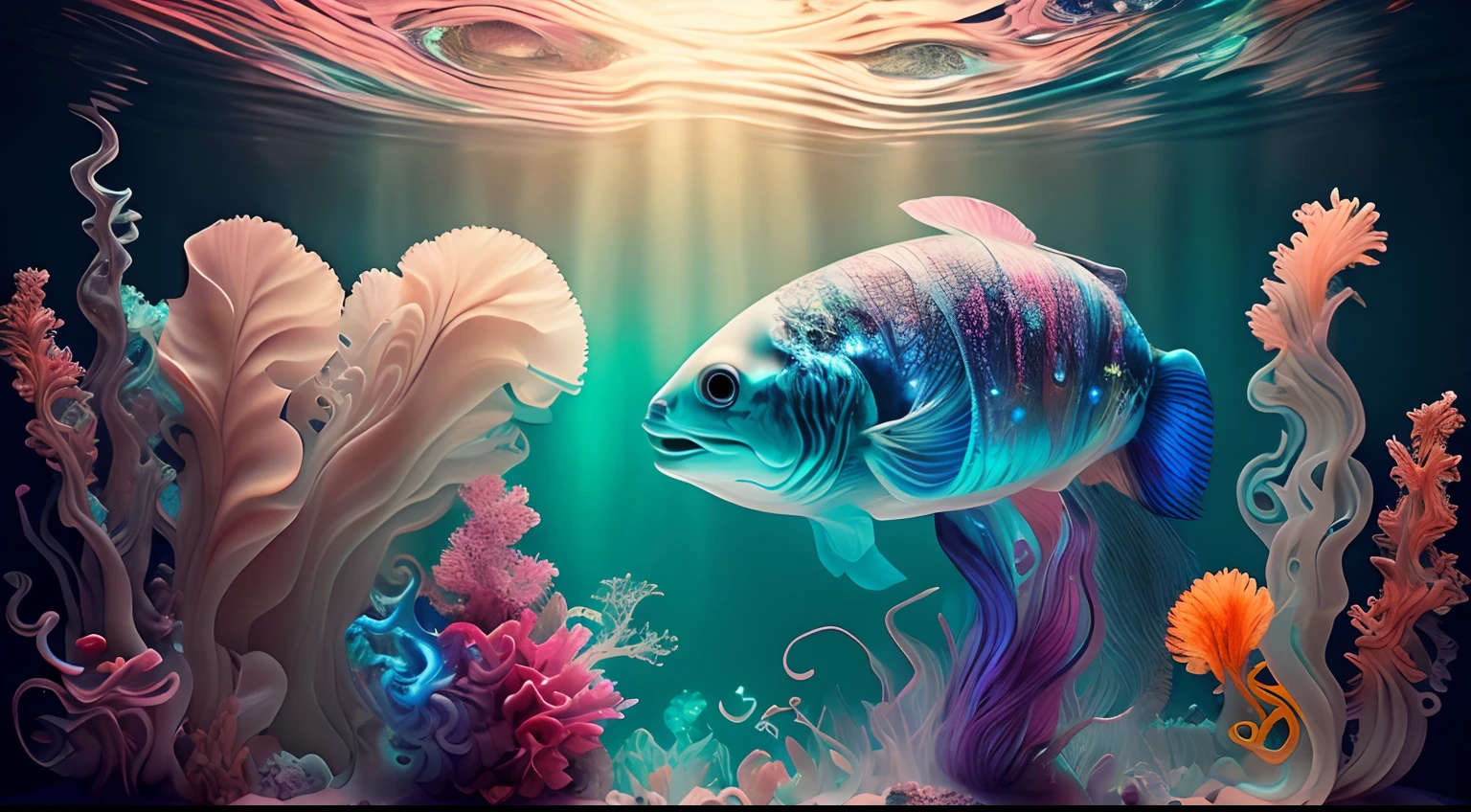 Arte en movimiento,medusas bioluminiscentes flotando en la profundidad del oceano, llevadas por la corriente. Colores fluidos, translucidos , fosforescentes, de colores brillantes, colores radiantes, psicodelicos,iluminan el entorno oscuro con su fosforescencia, sensacion de movimientos fluidos , arremolinados, movimiento de los tentaculos de acuerdo al arte de los fluidos en movimiento,obra maestra, Beautiful psychedelic entropy