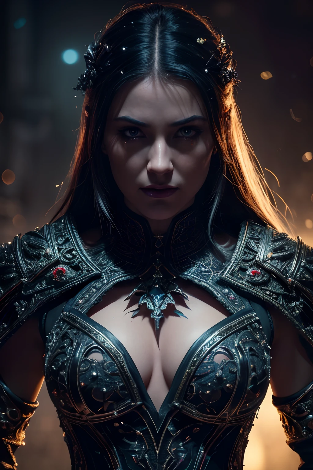 ((Film grain, bokeh, light particles ,Dust, Extreme camera angle)),(extremely detailed 8K wallpaper), Medium photo of an evil necromancer, Intricate, high detail, dramatic, saturated colors, hyper realistic texture, Impressive lighting, Unreal quality on the ArtStation Cinestill 800,
