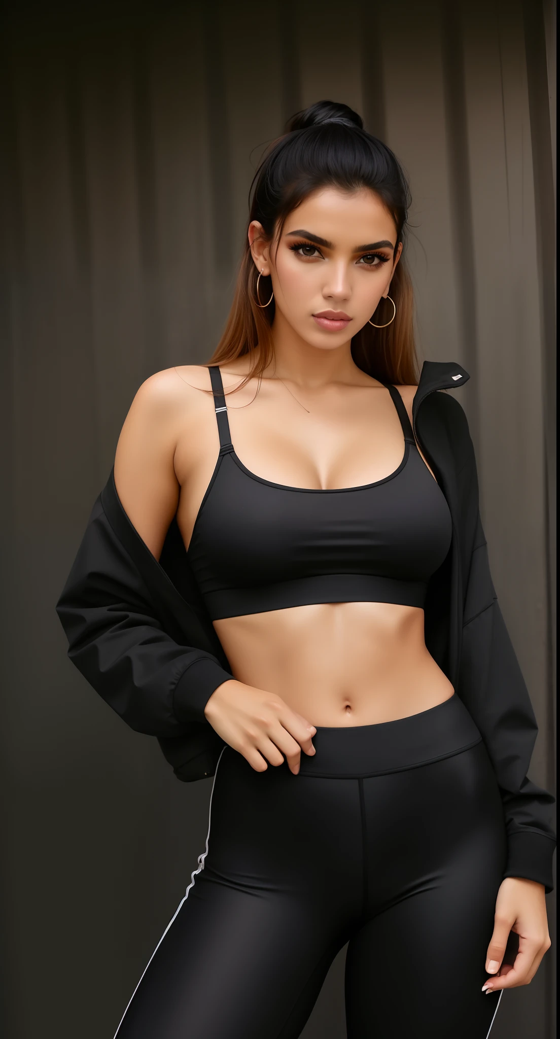 uma mulher linda, Supermodelo brasileira, brasileiro, na copa do mundo, fernanda suarez, Caroline Gariba, Ana de Armas, Colombiano, Malika Favre, linda senhora, julia sarda, 🇺🇦, Parece Fabiula Nascimento, Dua Lipa, Beautiful Mexican woman in a black sports bra top and black leggings, bra black, she is wearing a black tank top, usando uma regata cropped preta, usando uma regata preta cropped, sport bra and shirt, usando um top cropped sexy, Bralette, sport bra and shorts, Esporte bom, in a black betch bra, tiny black bra, tampo preto, fotografia realista, fotografia, obra-prima, realista, Realismo, renderizado, Alto contraste, Arte Digital, fotográficorealista, trend in Artstation 8k HD, high definiton, circunstanciado, Realistic, detalhada, textura da pele, hiperdetalhada, Textura realista da pele, melhor qualidade, ultra high-resolution, (fotografia realista: 1.4), alta resolução, detalhada, fotografia crua, sharp resolution, Nikon D850 filmes, fotografia de stock 4, Kodak Portra 400 Camera F1 Lens.6, textura hiper realista, lighting dramatic, Unrealistic trend in Artstation Cinestill 800, ...RAW.