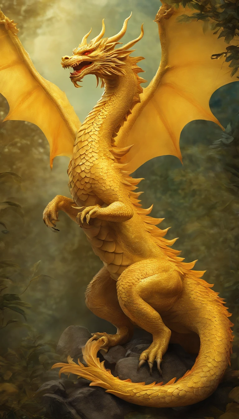 Best quality, yellow chinesedragon,fire breath，glimmering, , 2D, flat, Adorable, Vintage, Art on cracked paper, fairytale-like, Detailed illustration of the storybook, Cinematic, hyper HD, detaile, Beautiful details, mistic, Luminism, Vibrant colors,