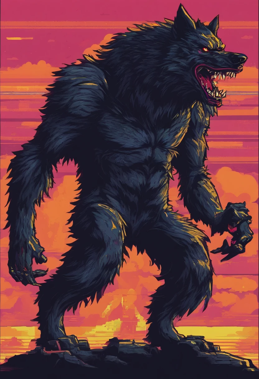 werewolf gigantic black humanoid wolf.