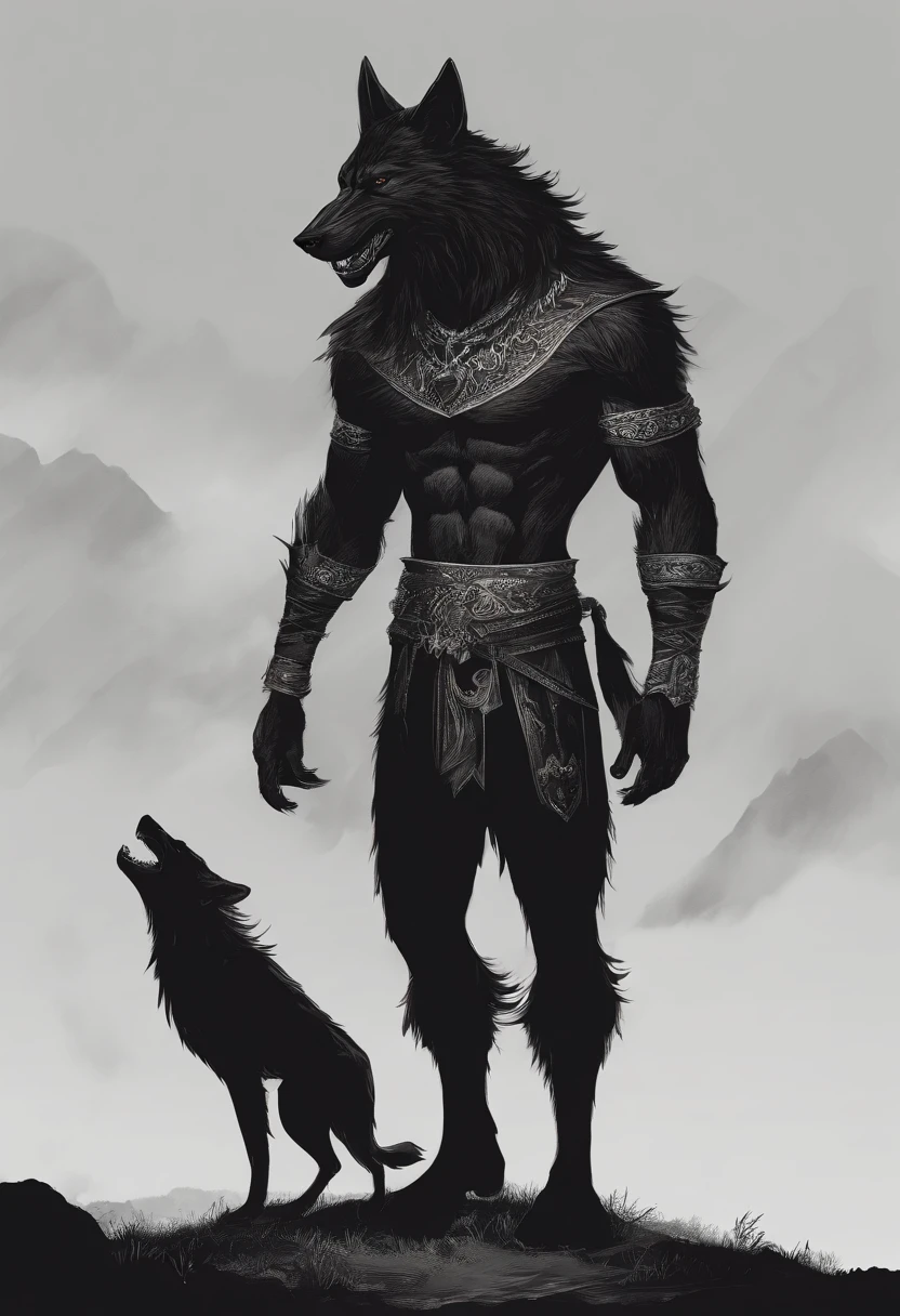 werewolf gigantic black humanoid wolf.