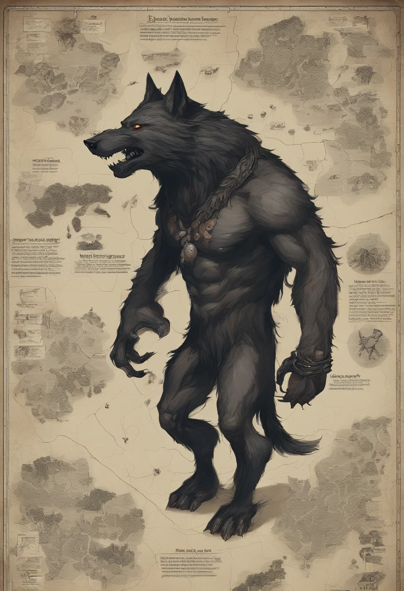 werewolf gigantic black humanoid wolf.