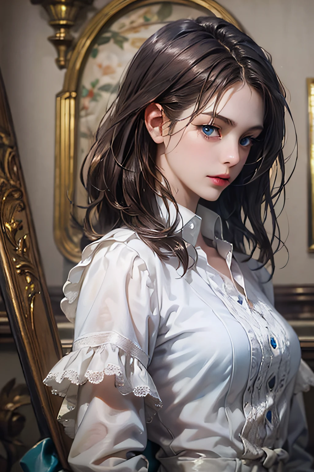masterpiece, best quality, high quality, 1girl, solo, female focus, looking at viewer, upper body, sieg_fate, black hair, blue eyes,