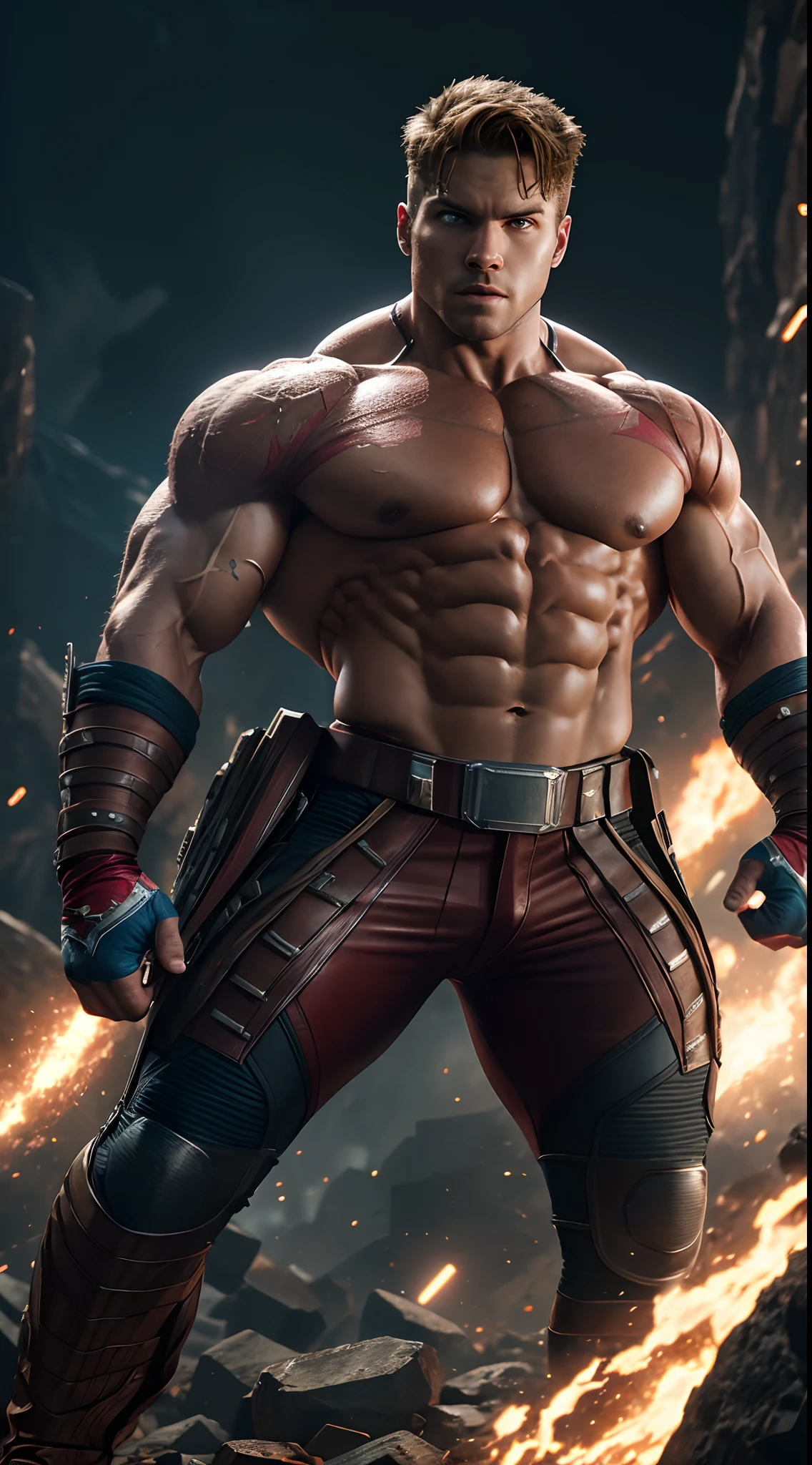 Rocky Racum guardians of the galaxy Marvel, Bodybuilder, super strong, muscular, ABS, 35mm lens, photography, ultra details, HDR, UHD,8K