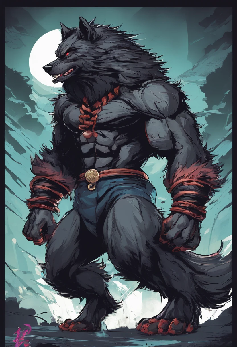 werewolf gigantic black humanoid wolf.