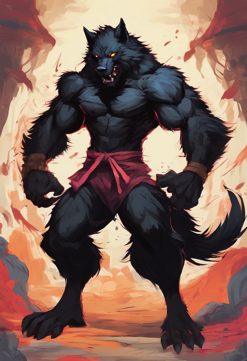 werewolf gigantic black humanoid wolf.