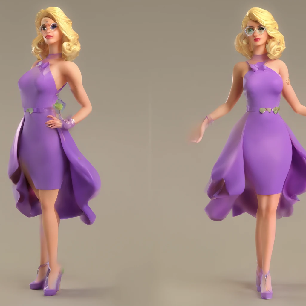 bimbo. sexy dress, blonde, afraid