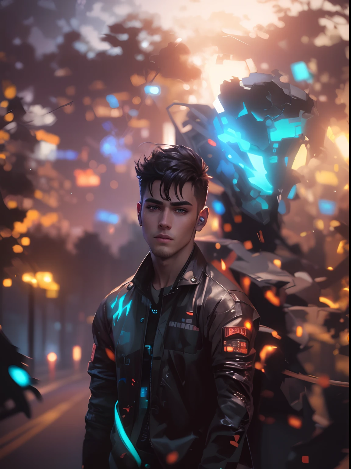 background change cyberpunk handsome boy,

 Realistic face, 8k, ultra realistic,