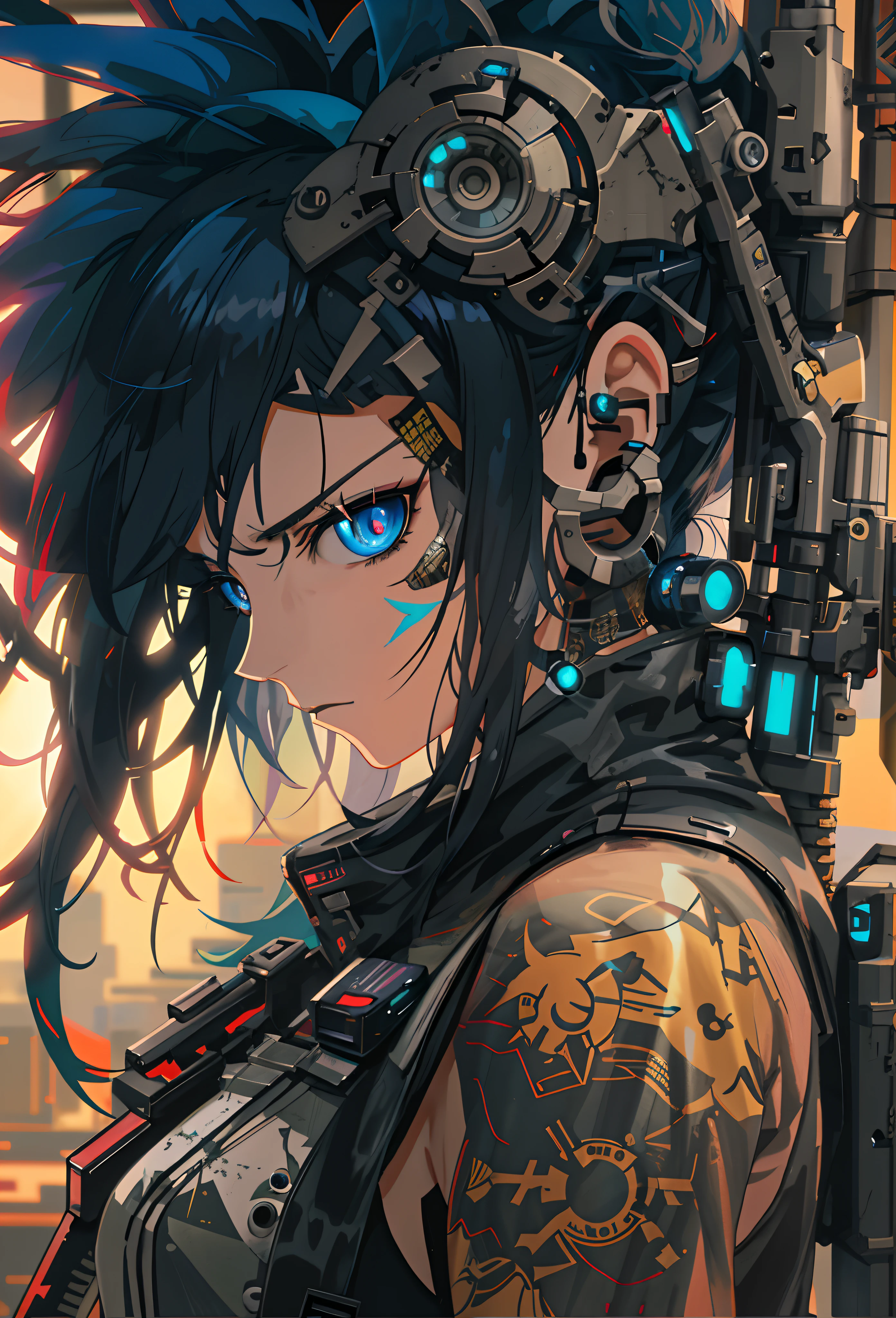 Anime girl with blue eyes and gun in hand, cyberpunk anime girl mech, Digital cyberpunk anime art, style of anime4 K, cyberpunk anime girl, anime cyberpunk art, jet black haired cyberpunk girl, cyberpunk anime art, female cyberpunk anime girl, Badass anime 8 K, digitl cyberpunk - anime art, Anime art wallpaper 4k, Anime art wallpaper 4 K