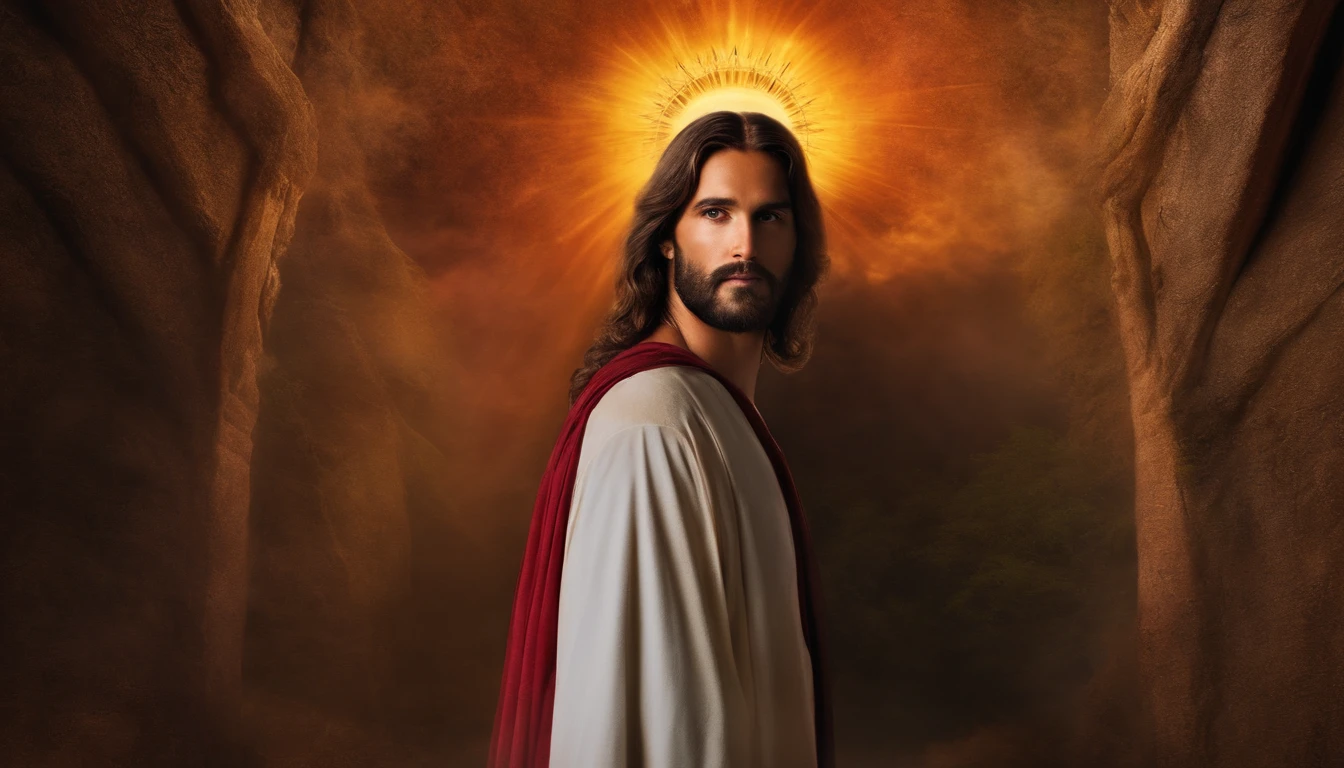 JESUS OLHANDO para a tela, roupas compridas, Religion, Ultra foto realsisim