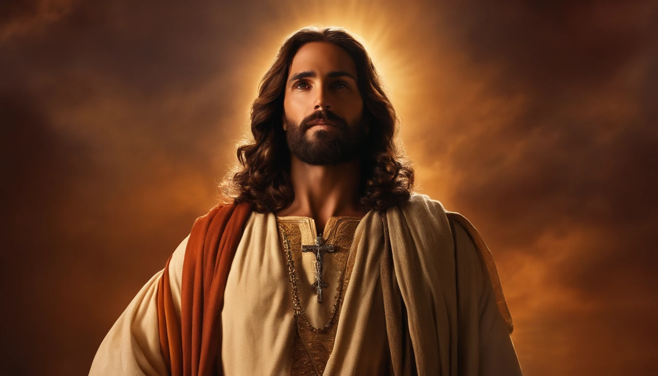JESUS OLHANDO para a tela, roupas compridas, Religion, Ultra foto realsisim