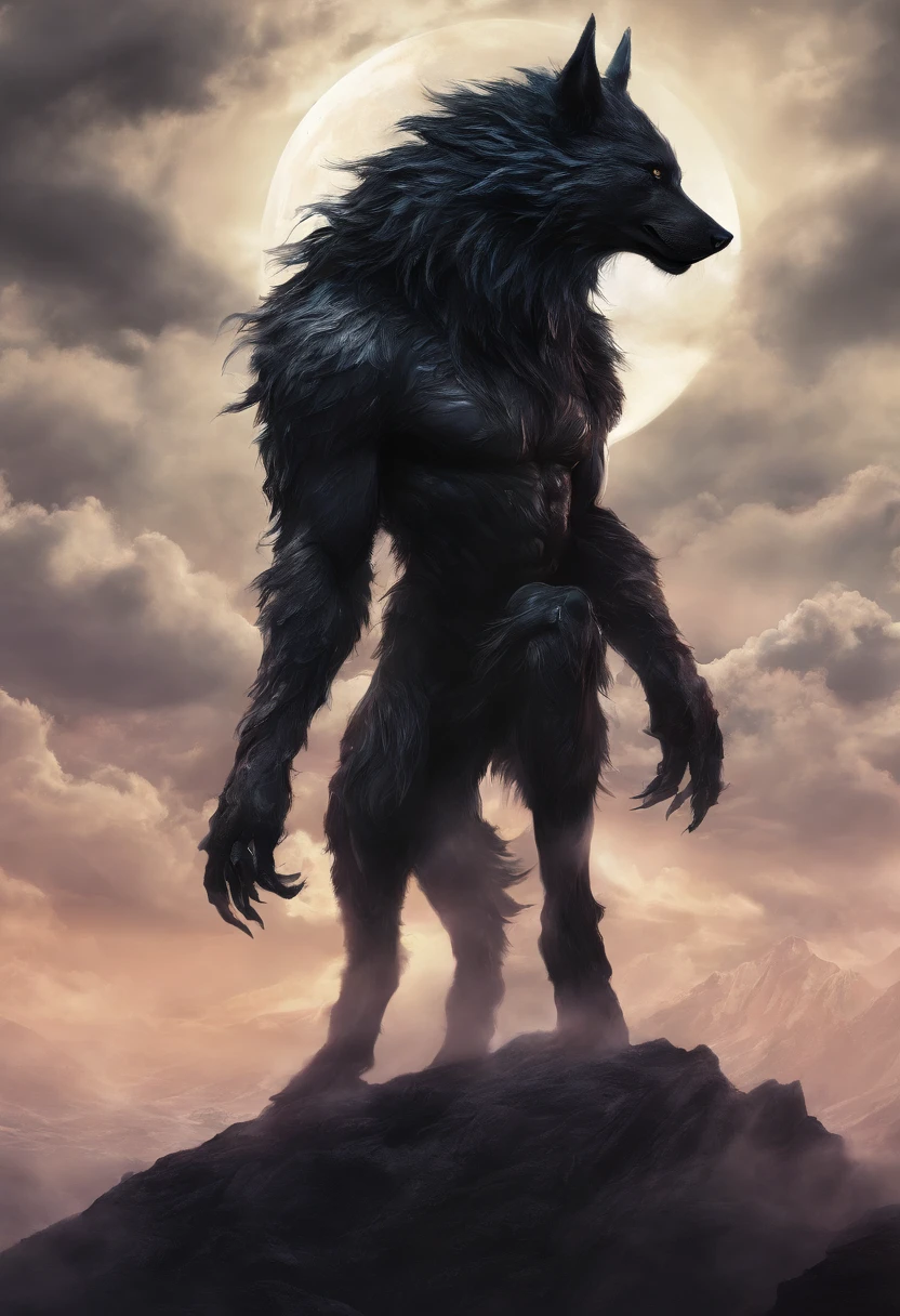 werewolf gigantic black humanoid wolf.