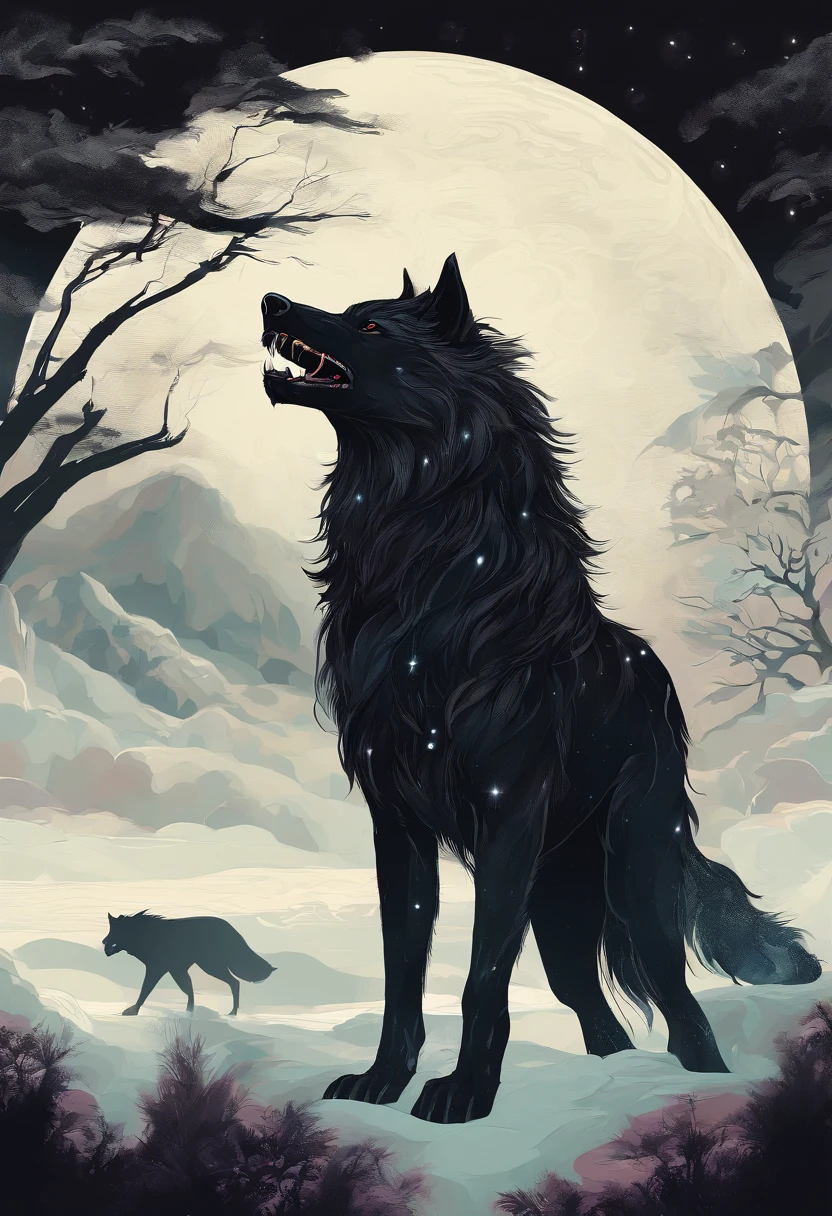 werewolf gigantic black humanoid wolf.