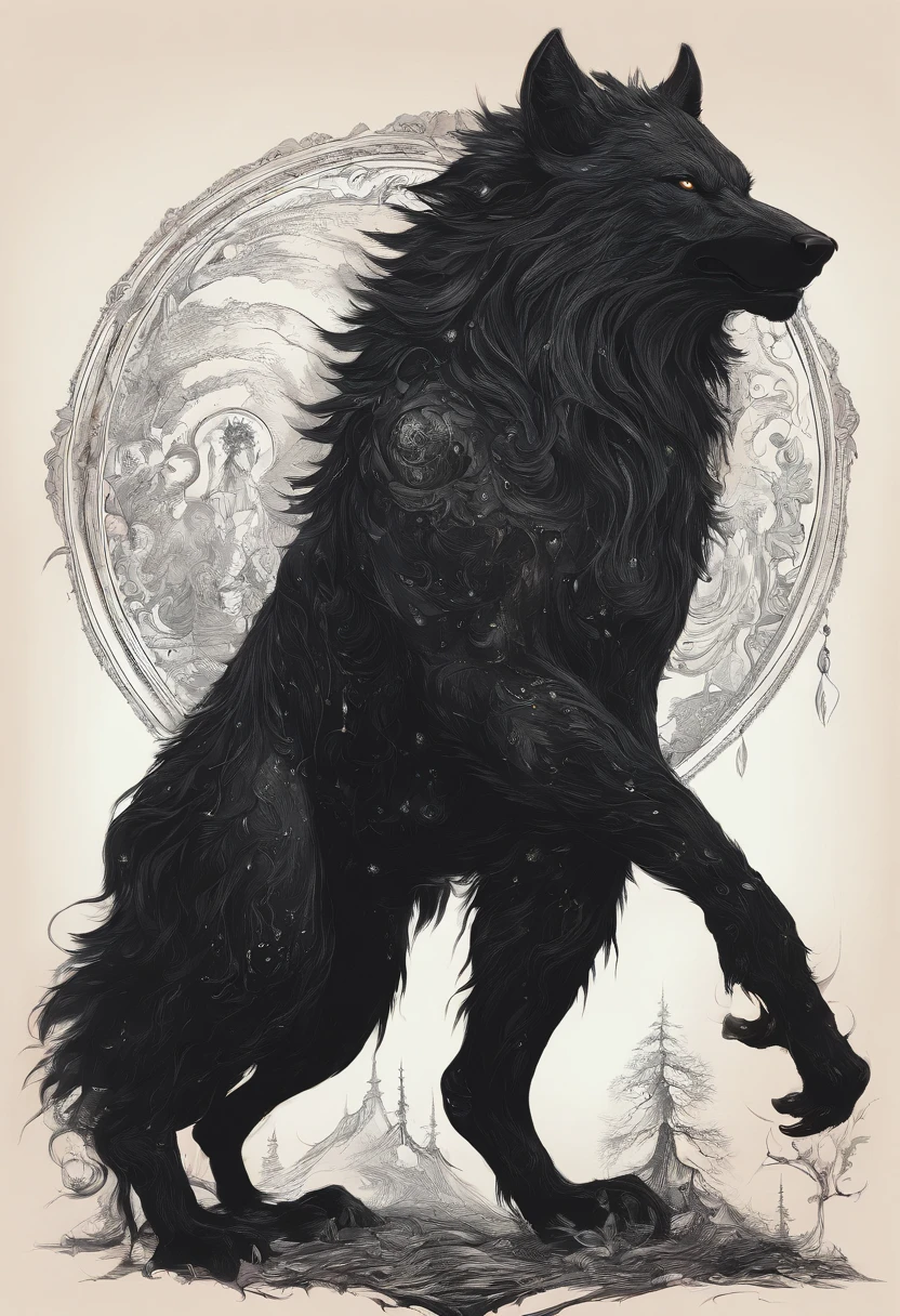 werewolf gigantic black humanoid wolf.