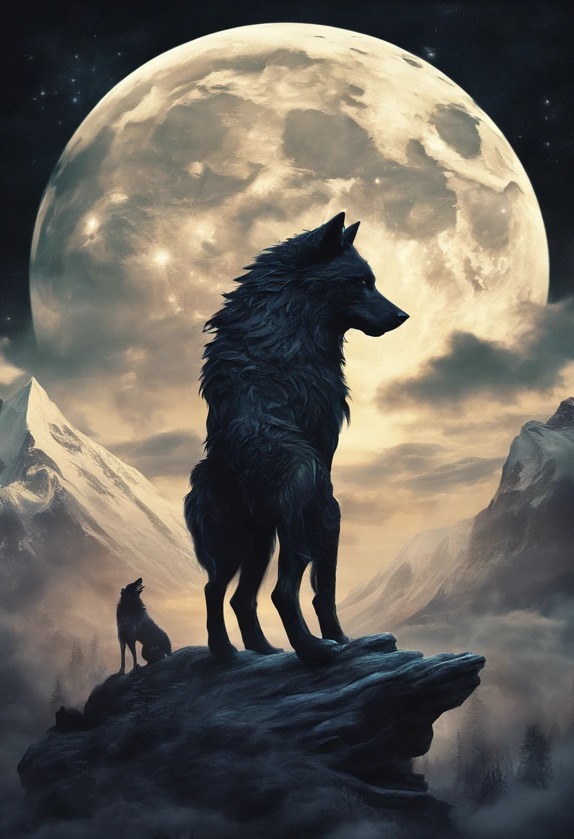werewolf gigantic black humanoid wolf.