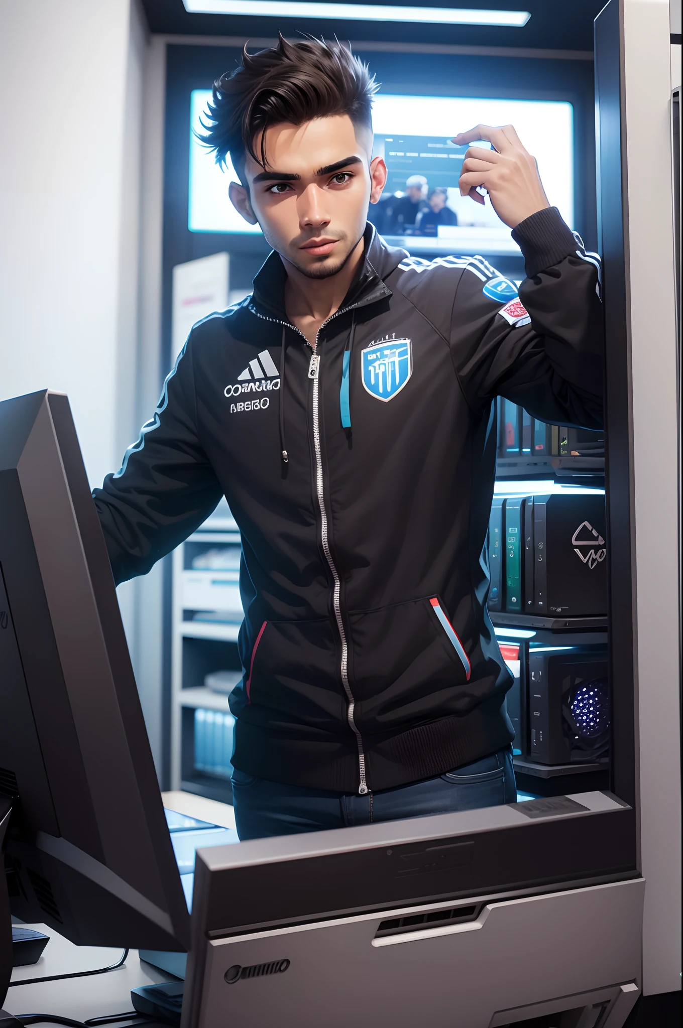 garoto na frente do computador