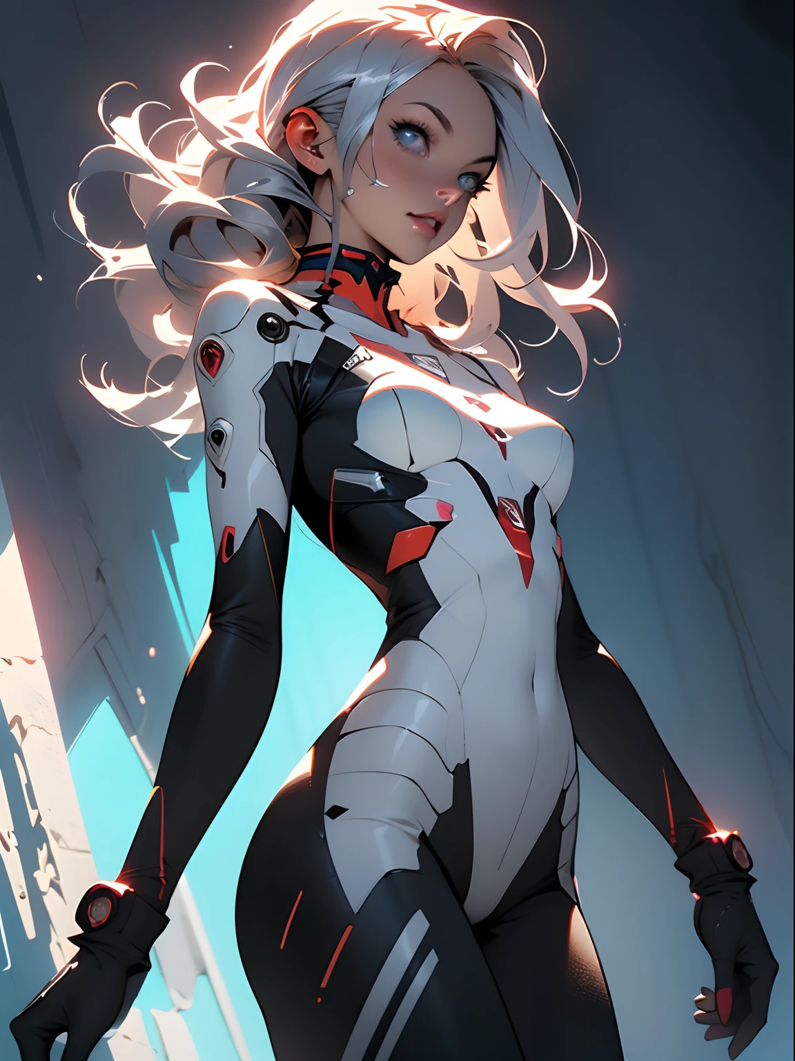 (((Young White Woman))), ((Best Quality)), ((Masterpiece)), (Detail: 1.4), 3D, A Beautiful Cyberpunk Woman with Simon Bisley-style micro thong, Genesis evangelion neon style clothing, 2-piece clothing, Long silver hair, arm tatoo, cybernetic hands, pastel, Centered, scale to fit the dimensions, nffsw (High dynamic range),Ray tracing,NVIDIA RTX,Hyper-Resolution,Unreal 5,Subsurface Dispersion, PBR Texture, Post-processing, Anisotropy Filtering, depth of fields, Maximum clarity and sharpness, Multilayer textures, Albedo and specular maps, Surface Shading, accurate simulation of light and material interactions, Perfect proportions, Octane Render, Two-tone lighting, Wide aperture, Low ISO, White Balance, thirds rule, 8K Raw, Crysisnanosuit,loraeyes,nijistyle,pantyhose,Blue eyes