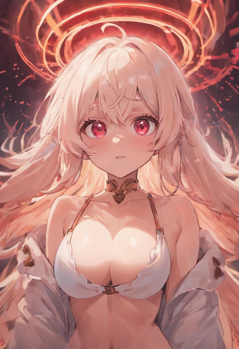 Lori huge breasts cleavage，white color hair，red color eyes，White JK，Magic hat