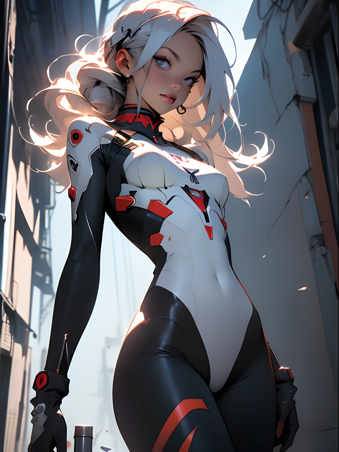 (((Young White Woman))), ((Best Quality)), ((Masterpiece)), (Detail: 1.4), 3D, A Beautiful Cyberpunk Woman with Simon Bisley-style micro thong, Genesis evangelion neon style clothing, 2-piece clothing, Long silver hair, arm tatoo, cybernetic hands, pastel, Centered, scale to fit the dimensions, nffsw (High dynamic range),Ray tracing,NVIDIA RTX,Hyper-Resolution,Unreal 5,Subsurface Dispersion, PBR Texture, Post-processing, Anisotropy Filtering, depth of fields, Maximum clarity and sharpness, Multilayer textures, Albedo and specular maps, Surface Shading, accurate simulation of light and material interactions, Perfect proportions, Octane Render, Two-tone lighting, Wide aperture, Low ISO, White Balance, thirds rule, 8K Raw, Crysisnanosuit,loraeyes,nijistyle,pantyhose,Blue eyes