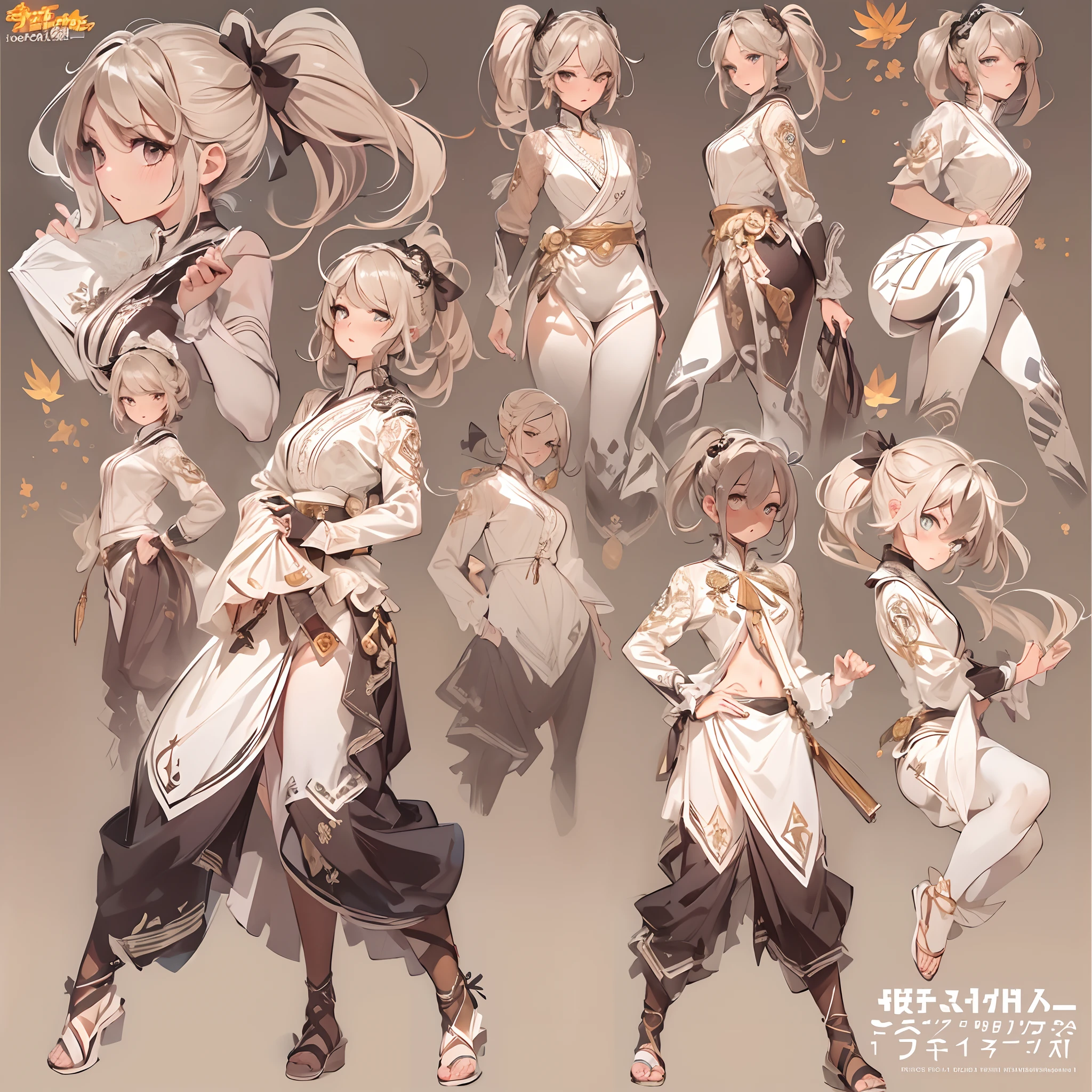((Masterpiece, Highest quality)), Detailed face, CharacterDesignSheet, full bodyesbian, Full of details, Multiple poses and expressions, Highly detailed, Depth, Many parts,Martial arts girl,white colors,holds a spear,double-ponytail,estilo fantasia,Surrounded by flames,Extremely beautiful,High Balance, Natural light, Lace,lacepantyhose,water ripple,The water is rippling