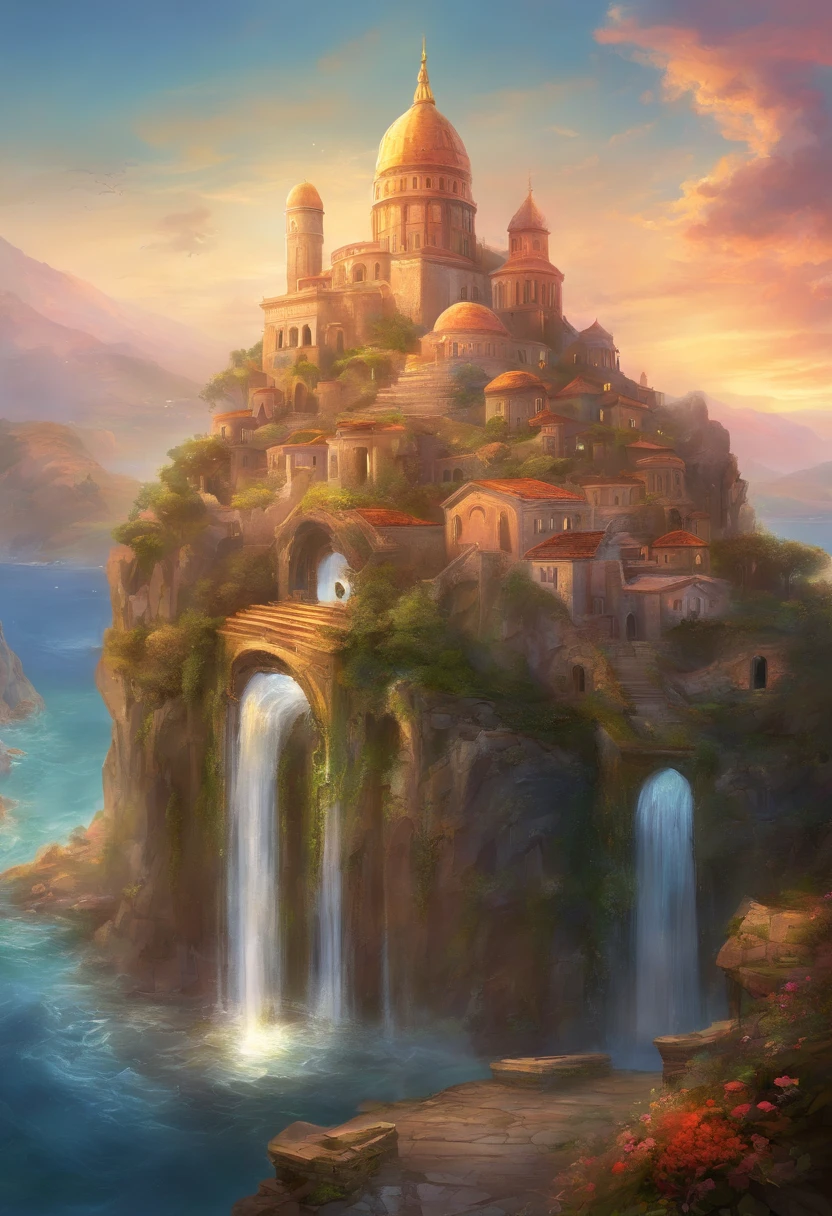 estilo grecia, cidade rica, cidade grande, edificios medievais, 8k