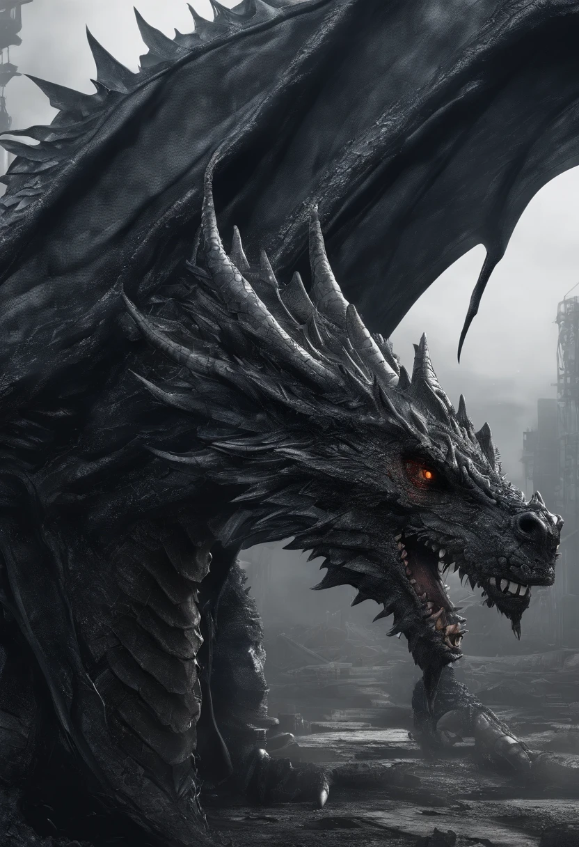 Background with dark gloomy dragon