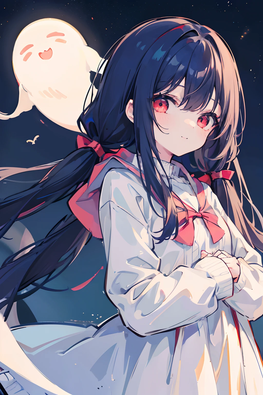 Little People Series, Yuki Osanai, Bob、Shortcuts, cropped black hair, bangs, Slanted Eyes、(Red gradient eyes:1.2), Expressionless、((Red cheeks))、Young、Short、(Trembling)、((Small breasts))、(avenger、murderer、Serial killer)、Holding a weapon such as a crowbar、Bathing in blood、Bloody clothes、Blood dripping from the forehead、(No underwear)、Blood tears、
break , Open the chest、 Visible valley, Blood-stained body and face、Blood-stained white sailor suit,Around town、Night Sky、Starry Sky、
break、Around townを歩く、Hug viewers、Spread your arms、Wide-open sailor suit、Hair fluttering violently in the wind、(Hug the user)、
masterpiece, Highest quality, High resolution, unity 8k wallpaper, (Beautiful attention to detail:1.6), Highly detailed face, Perfect lighting, Highly detailed CG, (Perfect hands, Perfect Anatomy,Perfect five-finger),Full body portrait、