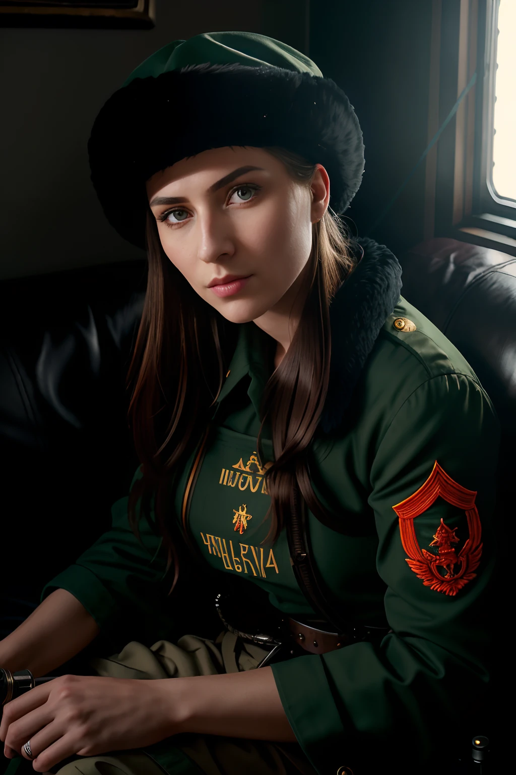 A stunning intricate full color portrait of kak, wearing a canadian mountie outfit, epic character composition, by ilya kuvshinov, alessio albi, nina masic, sharp focus, natural lighting, subsurface scattering, f2, 35mm,<lora:KamillaKowal-RealVision-V1.0:1>