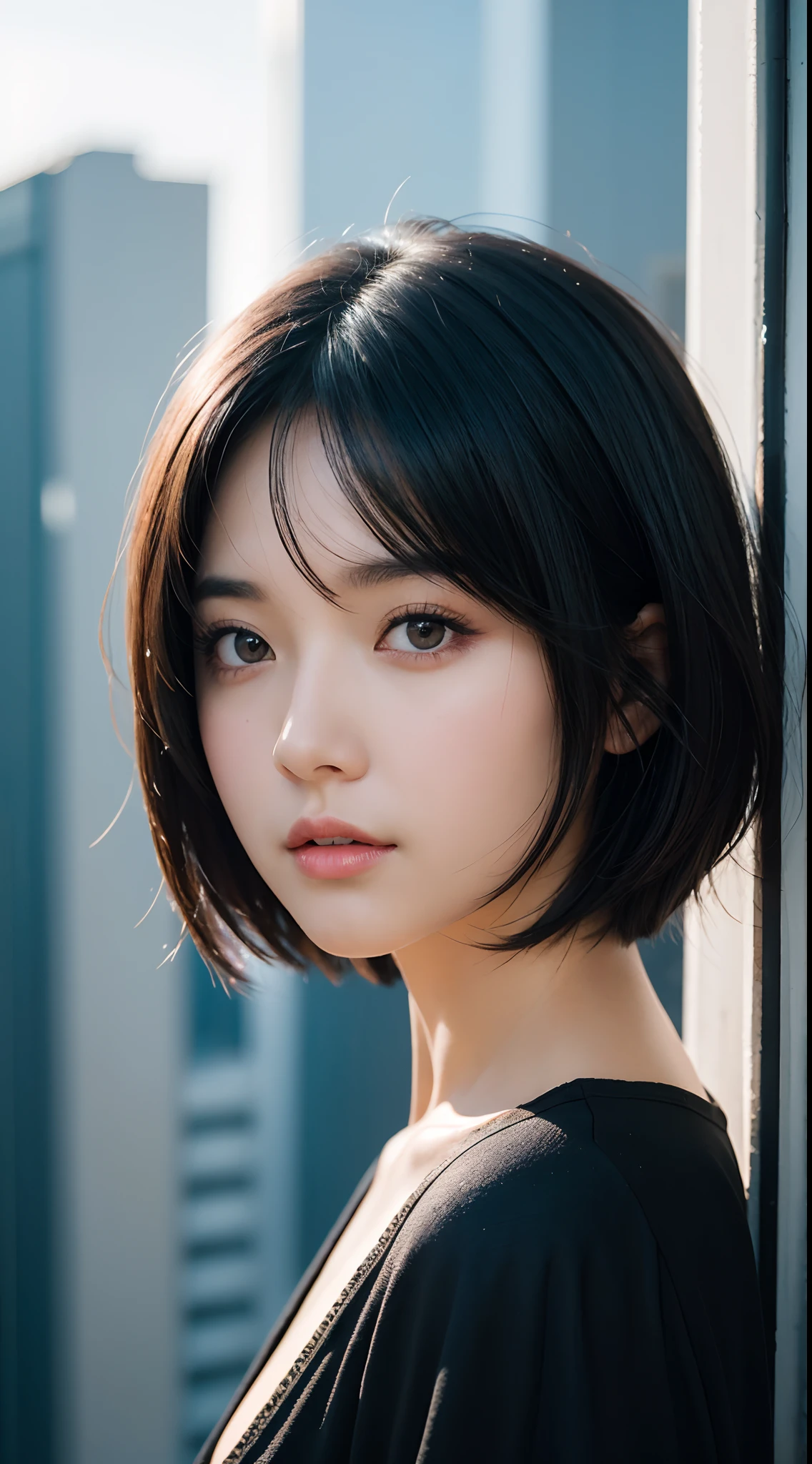 k hd,hyper HD,Extremely delicate and exquisite, extremely higly detailed, brunette color hair, short detailed hair, beautiful details girl, Fingers of detail, extremely detailed eyes ancface, Beautiful detail nose, beatiful detailed eyes,Close-up of a woman with short black hair, sui ishida with black hair, with short hair, white hime cut hairstyle, short detailed hair,By bangs, black hime cut hair, She has black hair,By bangs, kotegawa yui, girl cute-fine face, chiho, Chiho ashima, with short black hair,By bangs