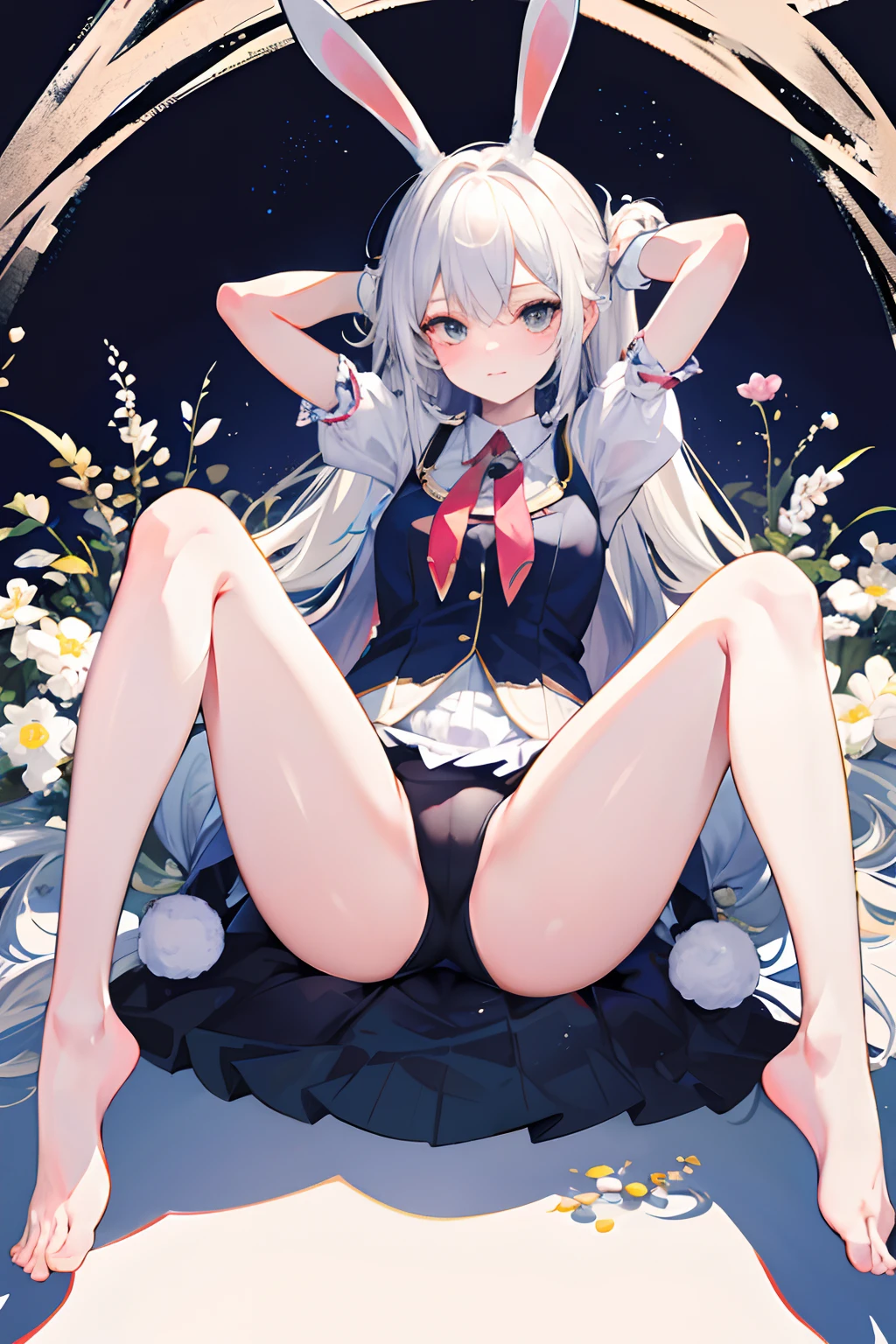 opening legs,Bunny ears,underdressing, the feet,is shy,sitted, perspire